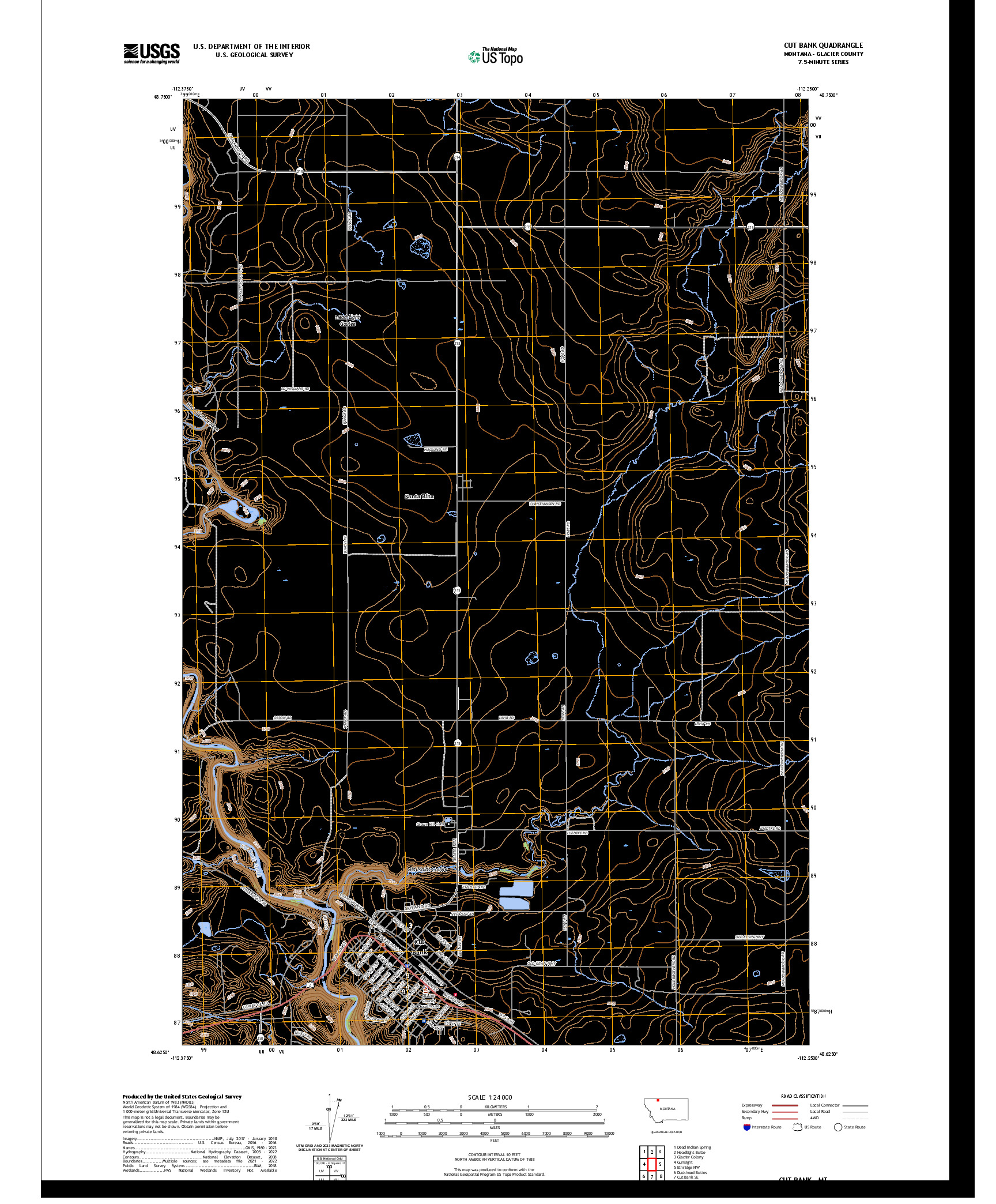 US TOPO 7.5-MINUTE MAP FOR CUT BANK, MT