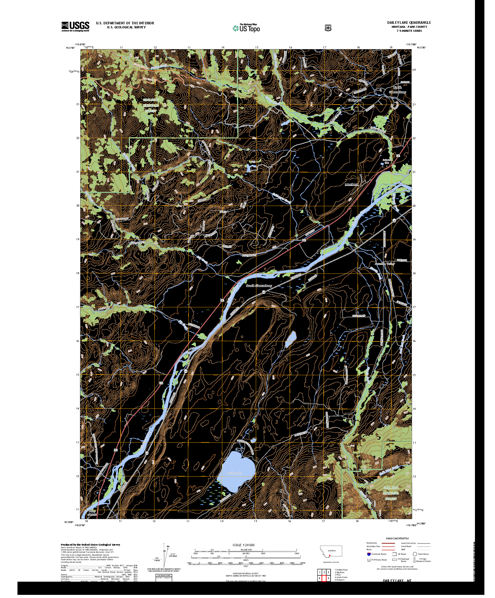 US TOPO 7.5-MINUTE MAP FOR DAILEY LAKE, MT