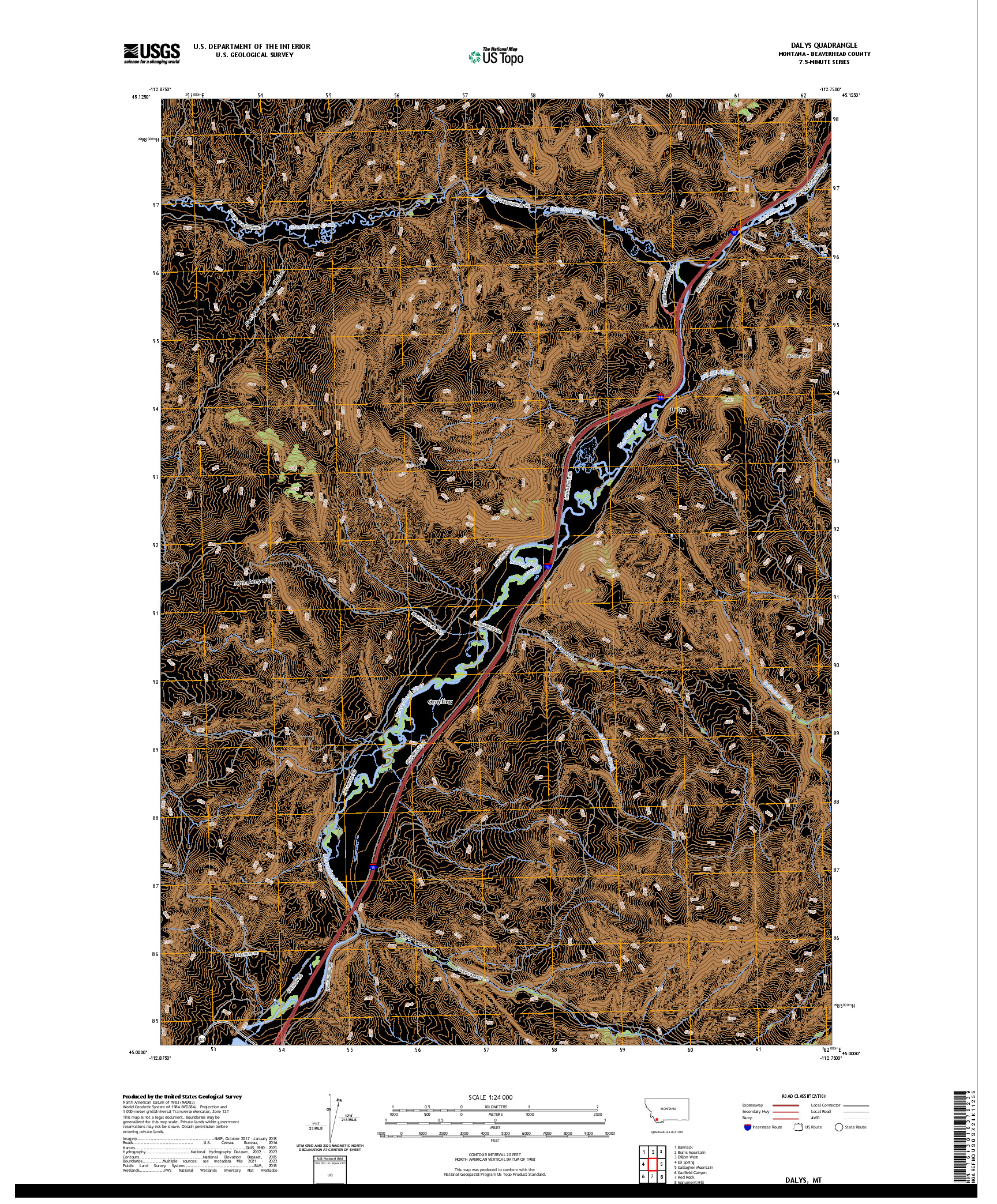 US TOPO 7.5-MINUTE MAP FOR DALYS, MT