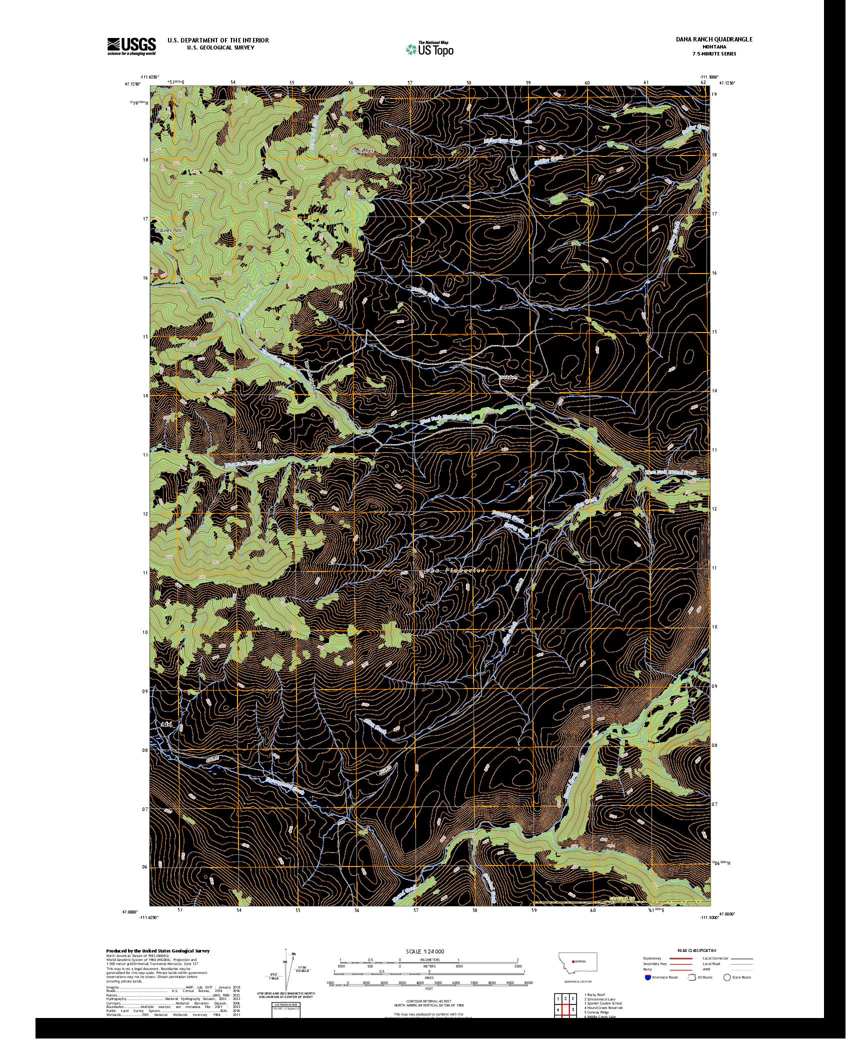 US TOPO 7.5-MINUTE MAP FOR DANA RANCH, MT