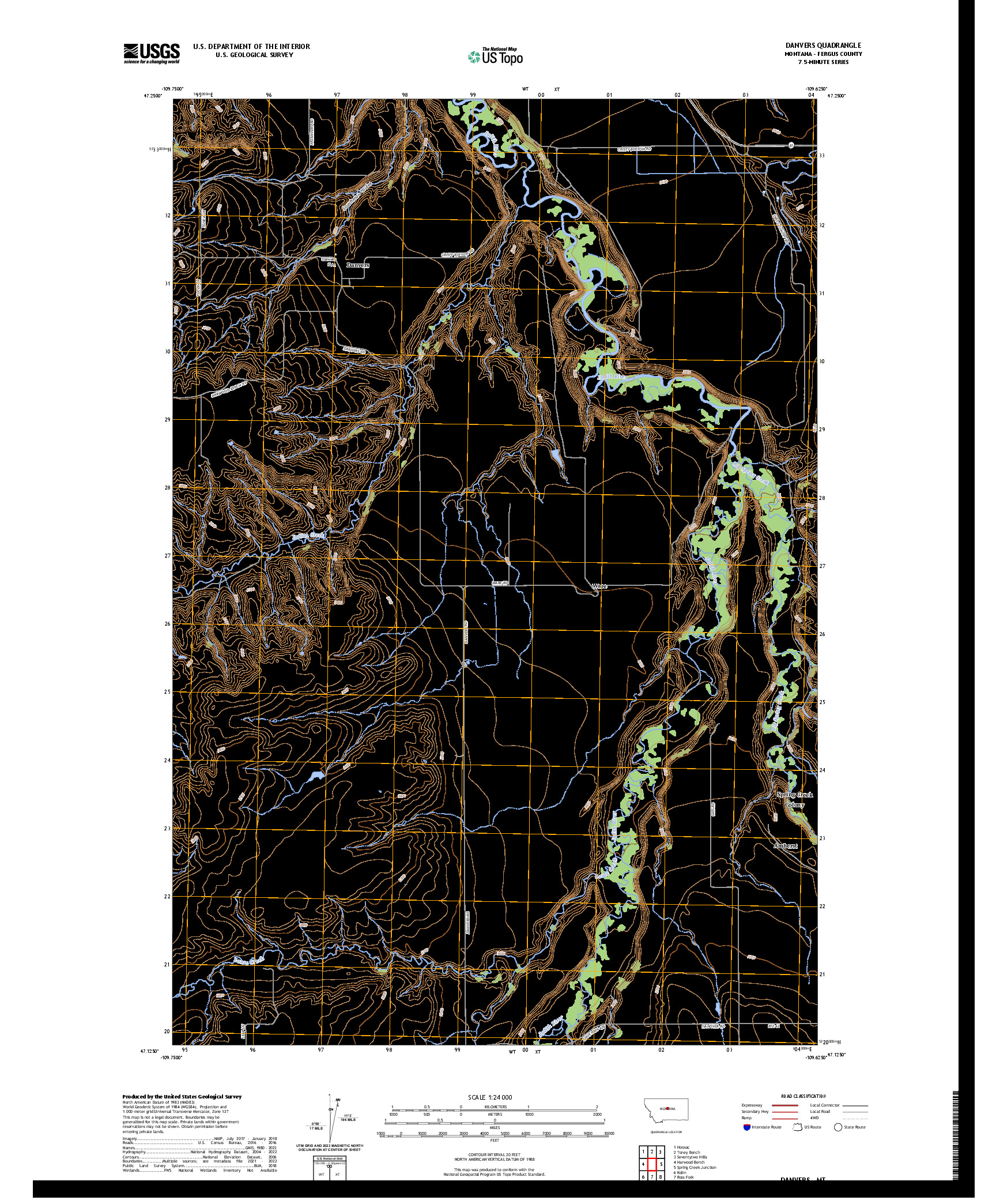 US TOPO 7.5-MINUTE MAP FOR DANVERS, MT