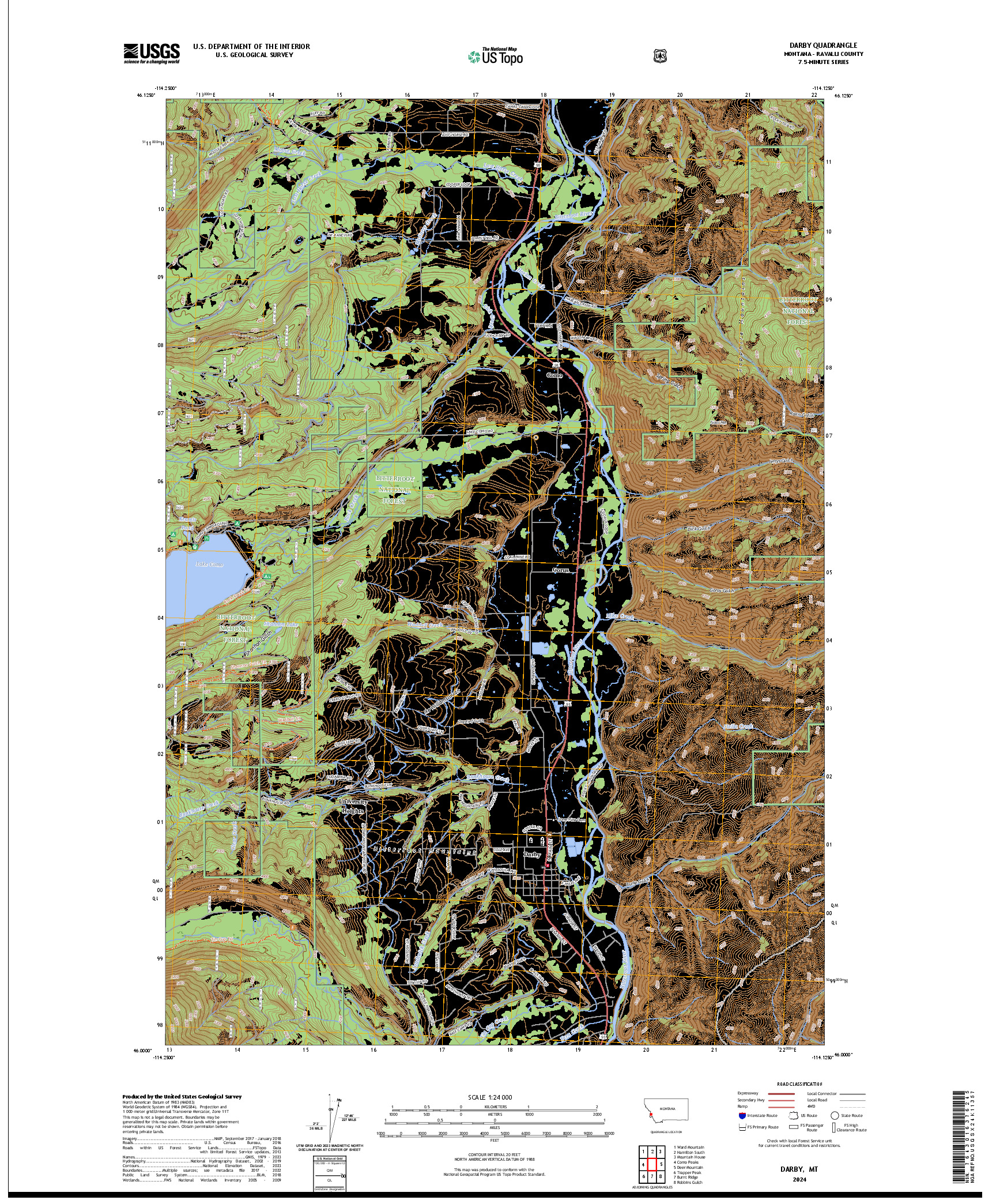 US TOPO 7.5-MINUTE MAP FOR DARBY, MT