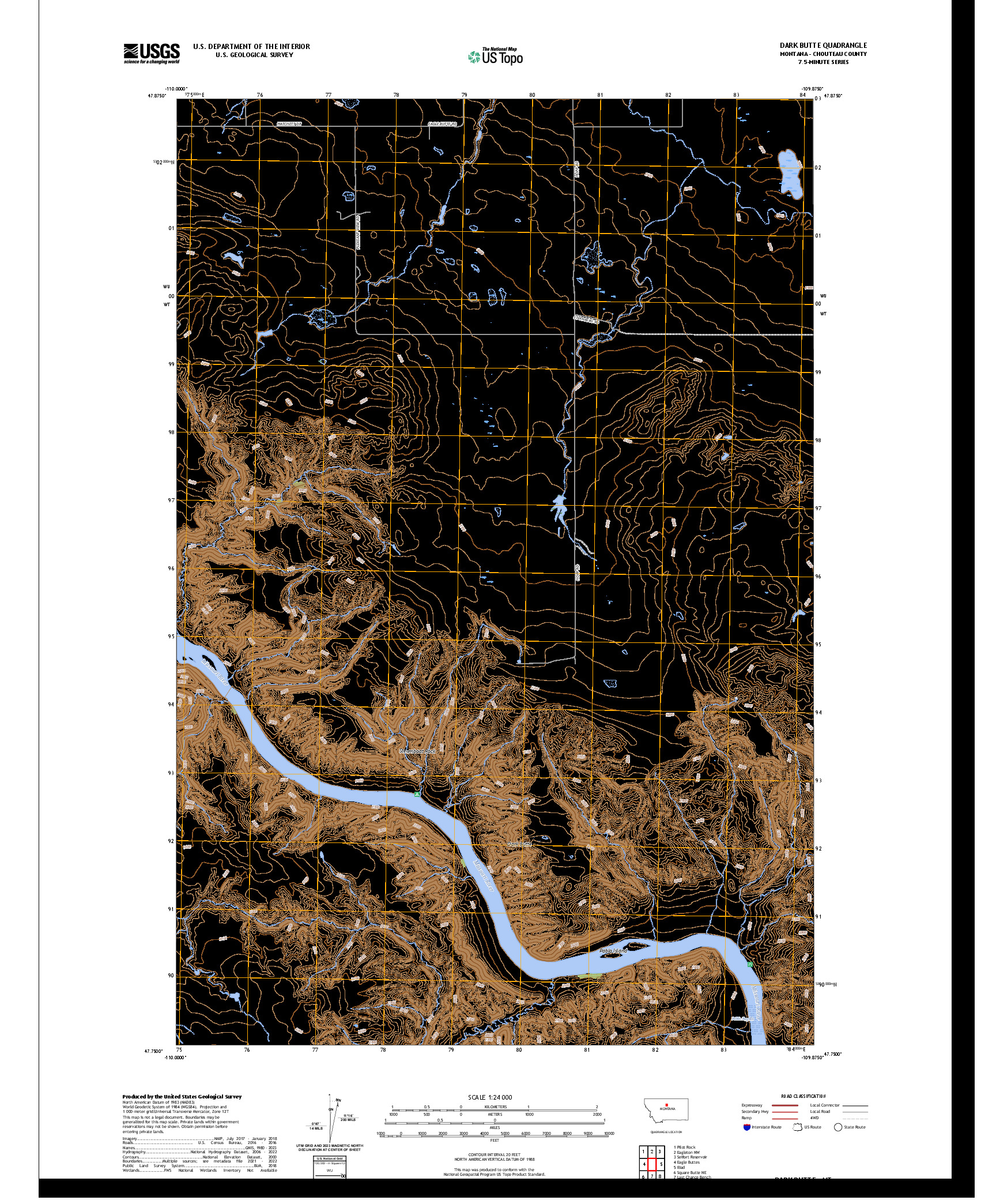 US TOPO 7.5-MINUTE MAP FOR DARK BUTTE, MT