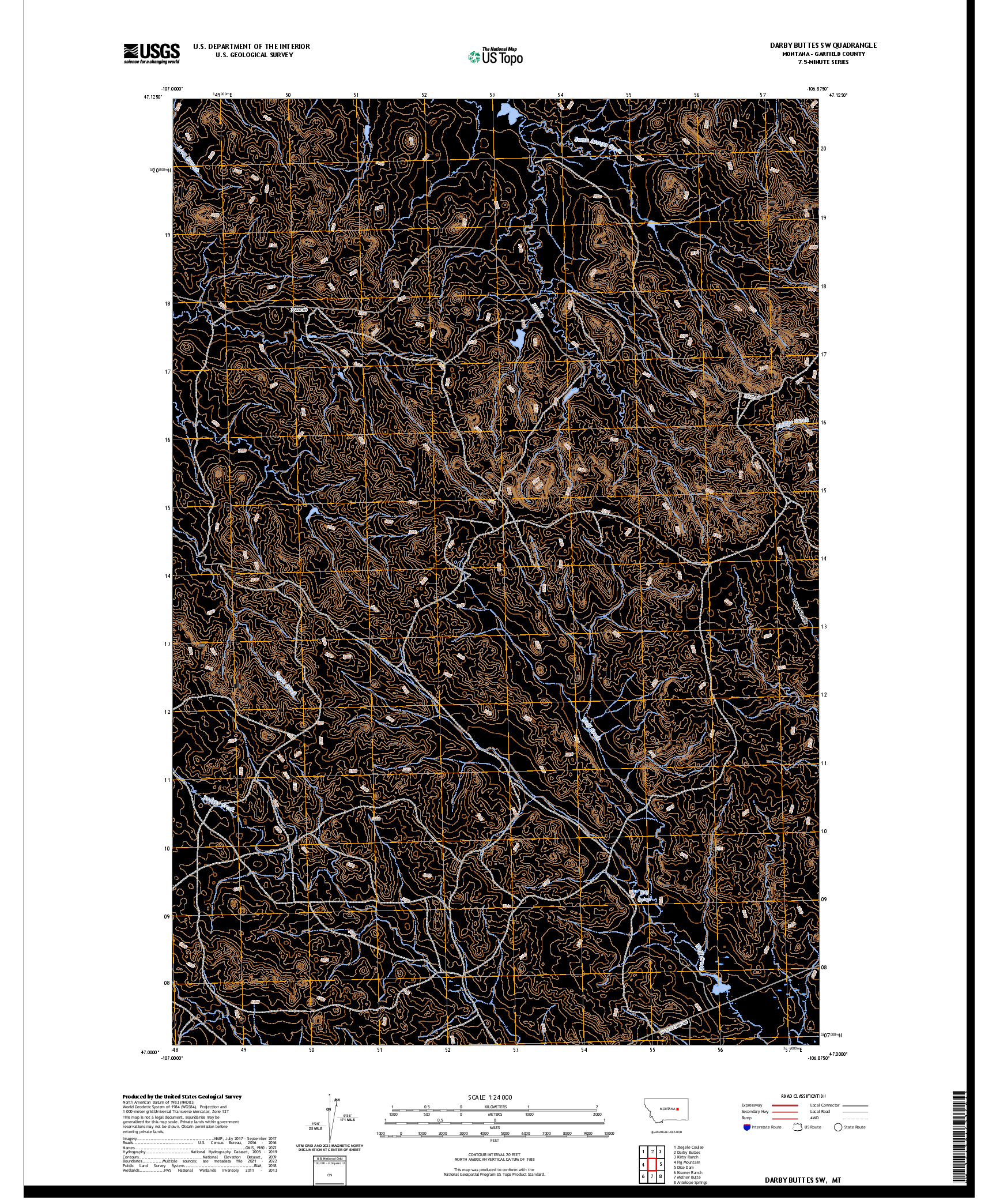 US TOPO 7.5-MINUTE MAP FOR DARBY BUTTES SW, MT
