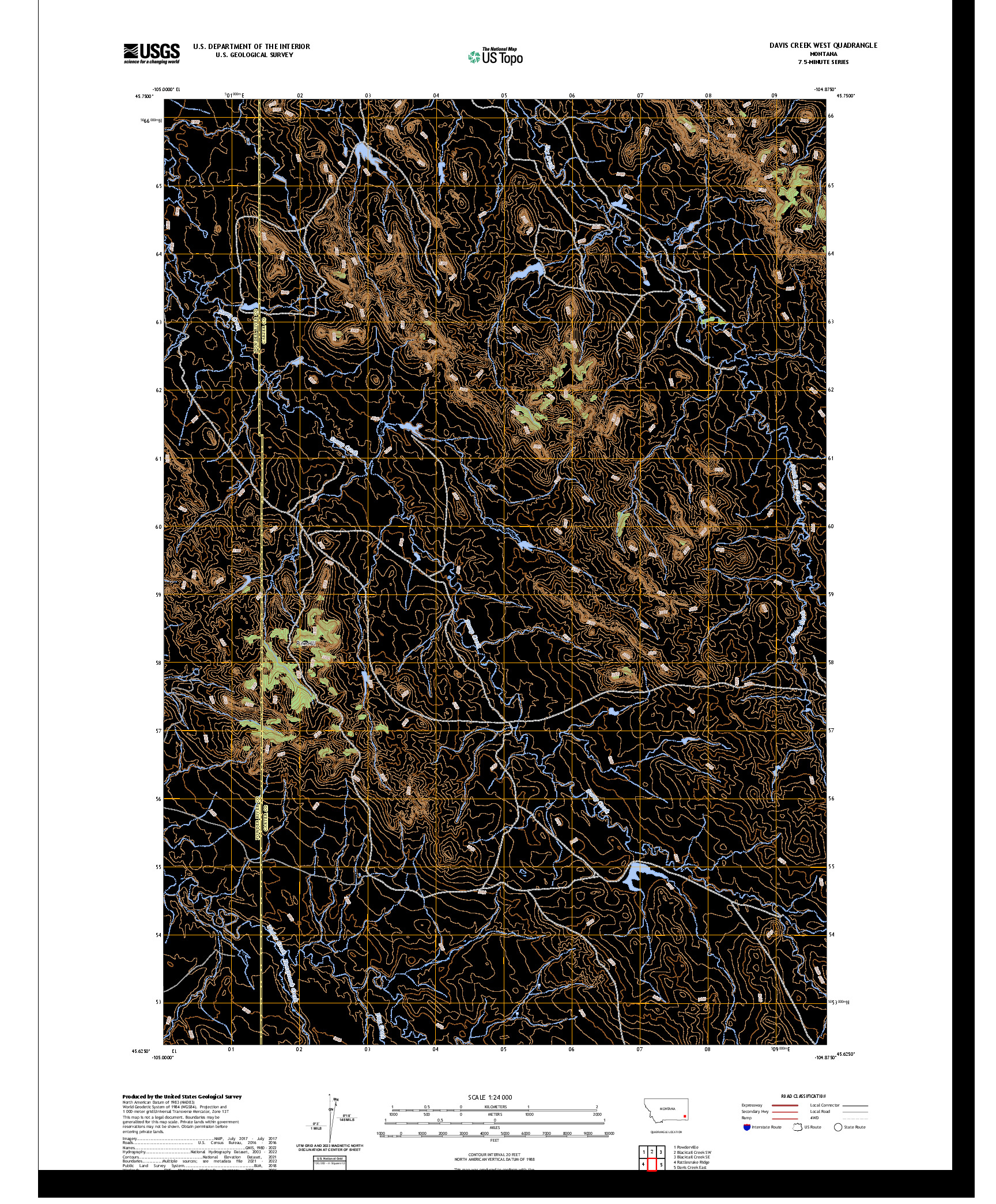 US TOPO 7.5-MINUTE MAP FOR DAVIS CREEK WEST, MT