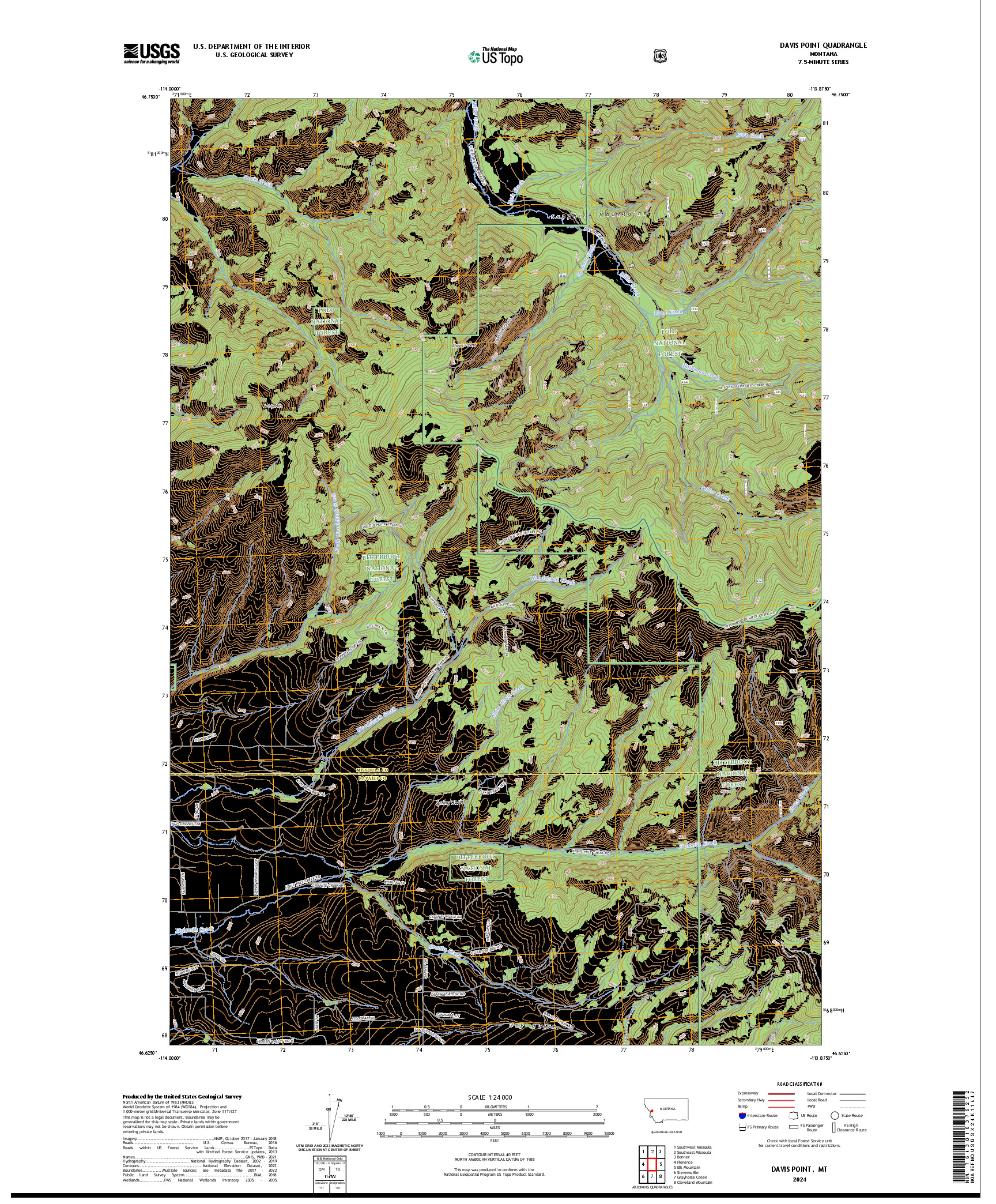US TOPO 7.5-MINUTE MAP FOR DAVIS POINT, MT