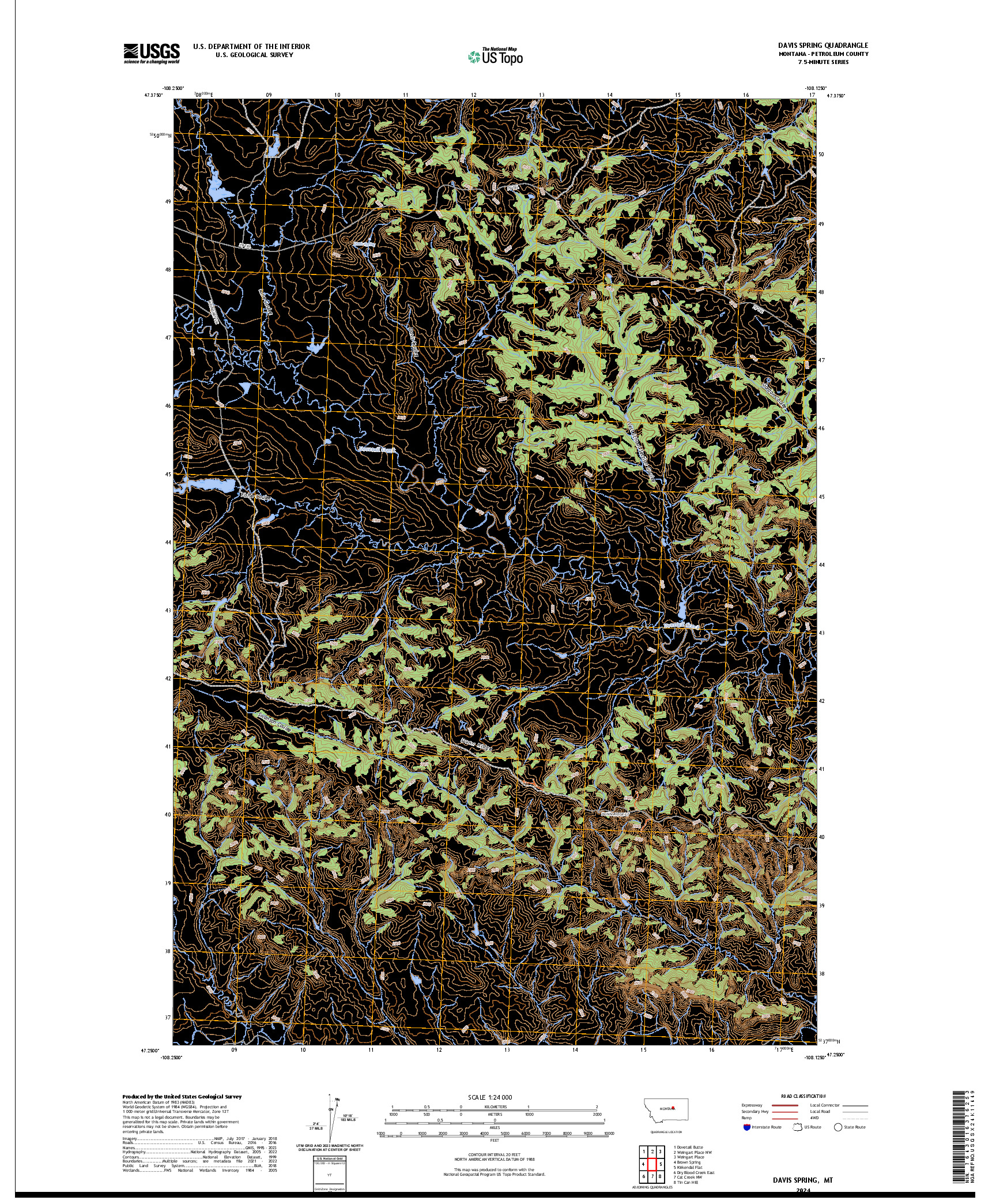 US TOPO 7.5-MINUTE MAP FOR DAVIS SPRING, MT