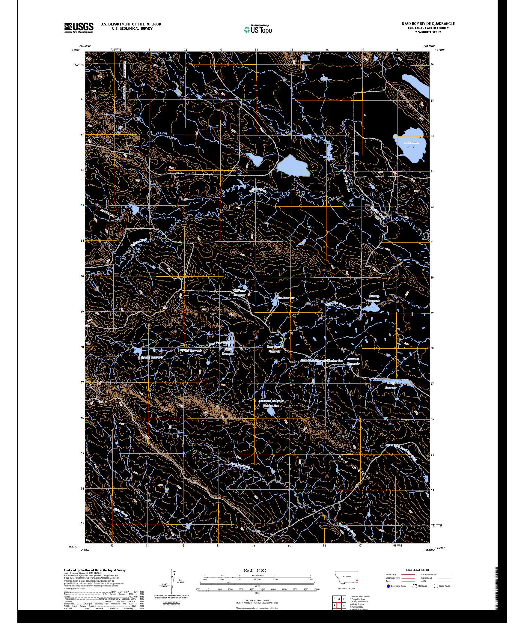 US TOPO 7.5-MINUTE MAP FOR DEAD BOY DIVIDE, MT