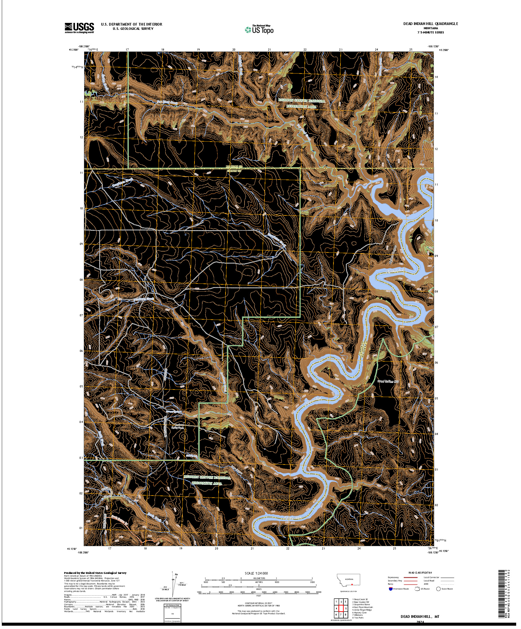 US TOPO 7.5-MINUTE MAP FOR DEAD INDIAN HILL, MT