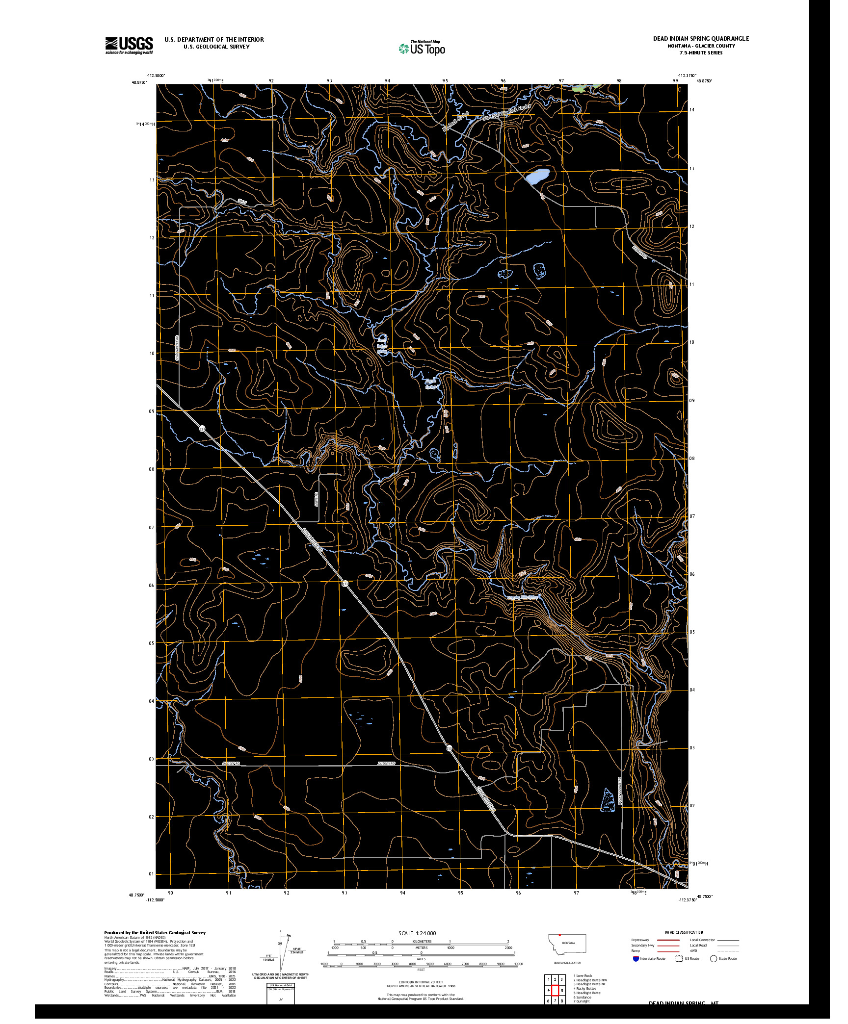 US TOPO 7.5-MINUTE MAP FOR DEAD INDIAN SPRING, MT