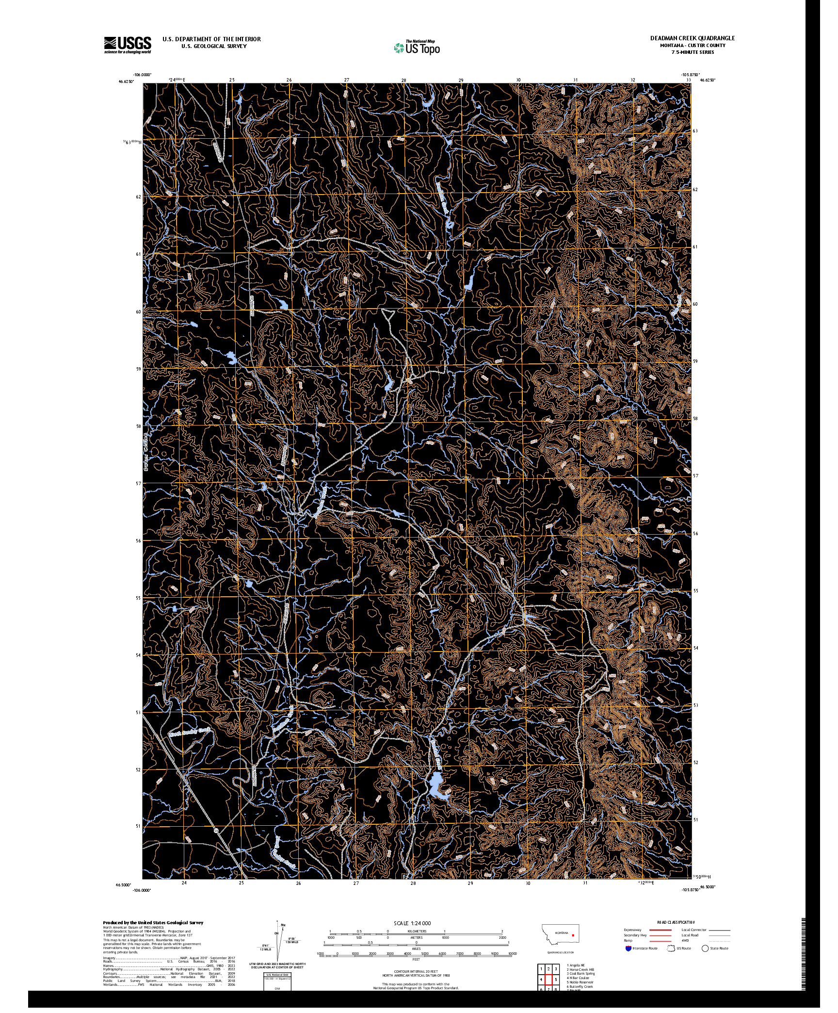 US TOPO 7.5-MINUTE MAP FOR DEADMAN CREEK, MT