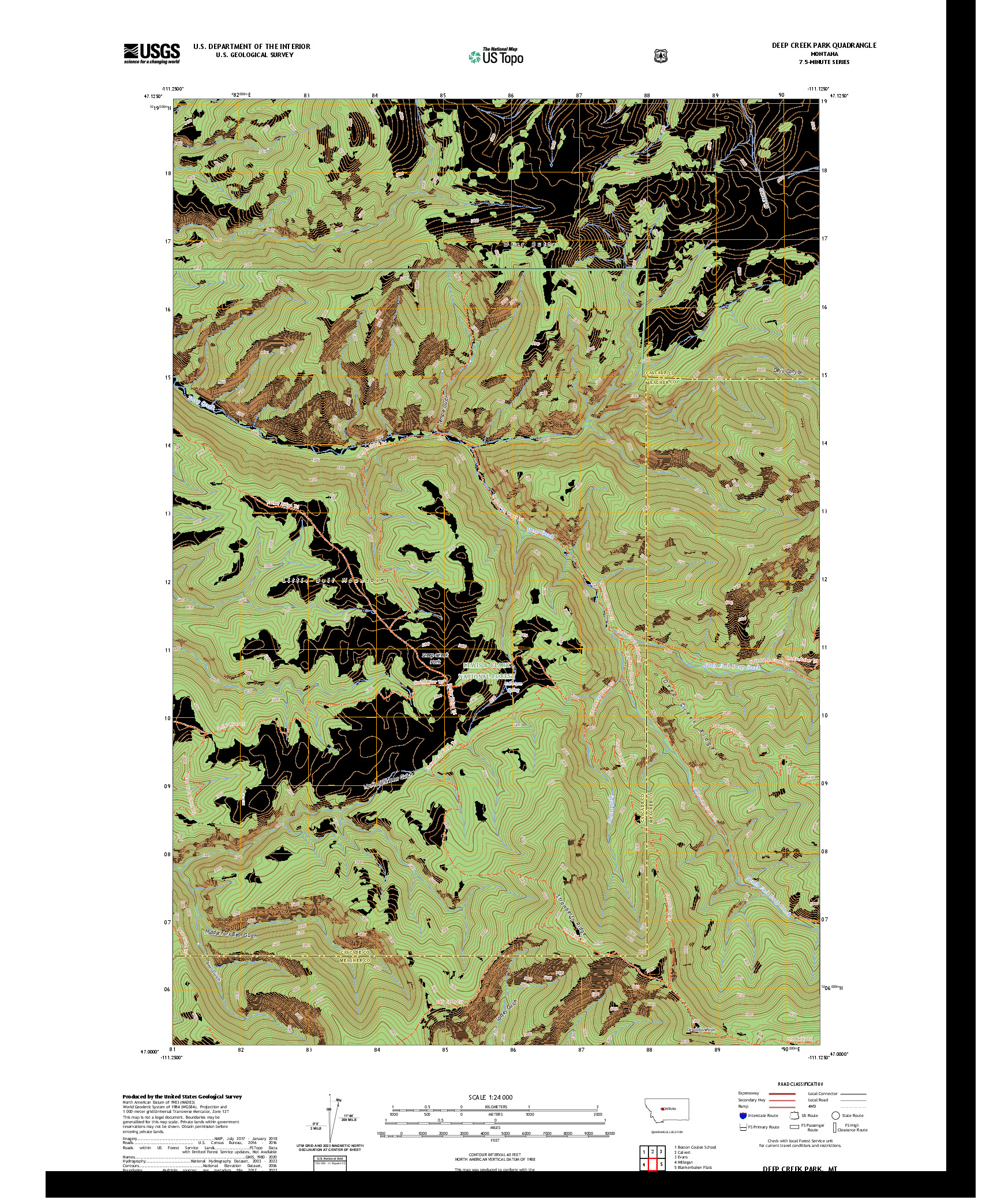 US TOPO 7.5-MINUTE MAP FOR DEEP CREEK PARK, MT