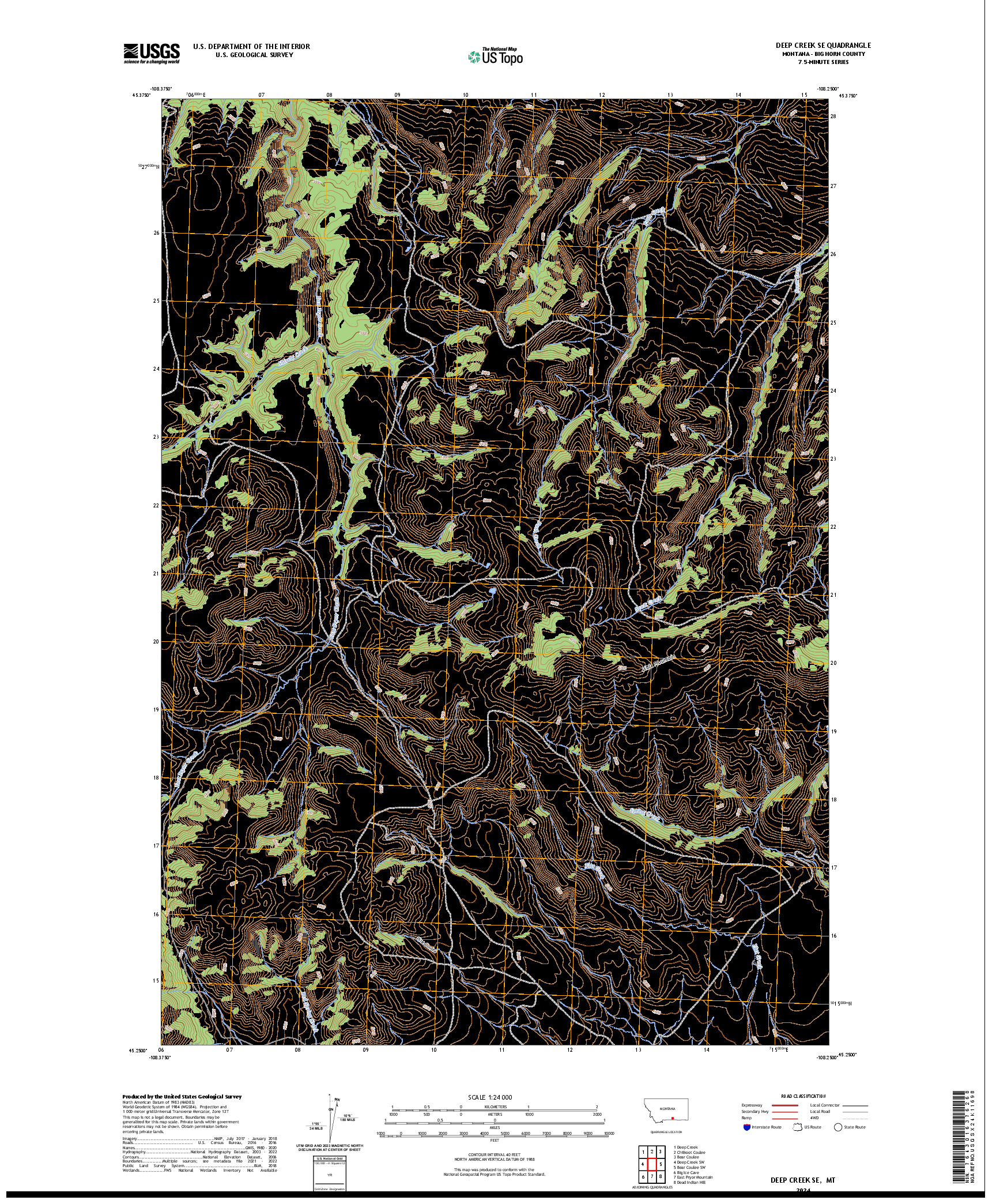 US TOPO 7.5-MINUTE MAP FOR DEEP CREEK SE, MT