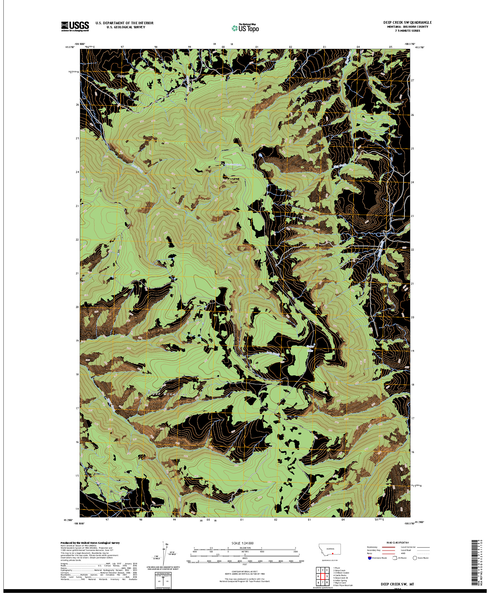 US TOPO 7.5-MINUTE MAP FOR DEEP CREEK SW, MT