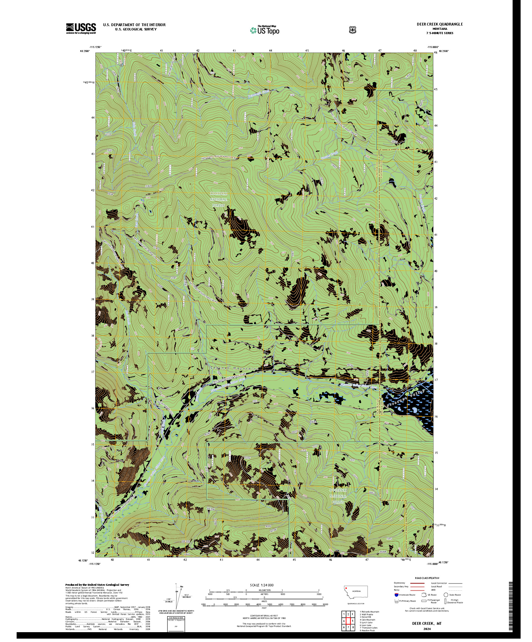 US TOPO 7.5-MINUTE MAP FOR DEER CREEK, MT