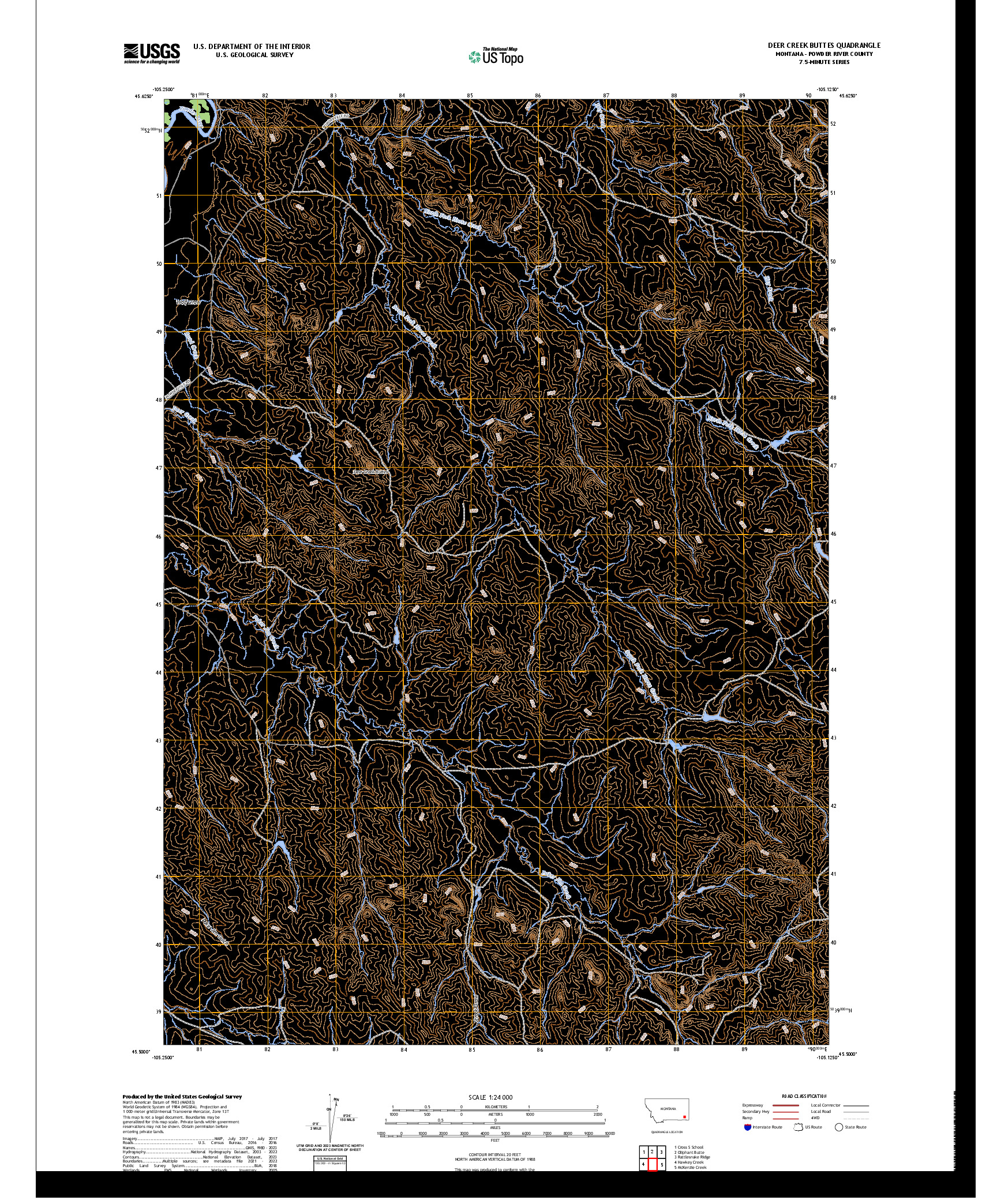 US TOPO 7.5-MINUTE MAP FOR DEER CREEK BUTTES, MT