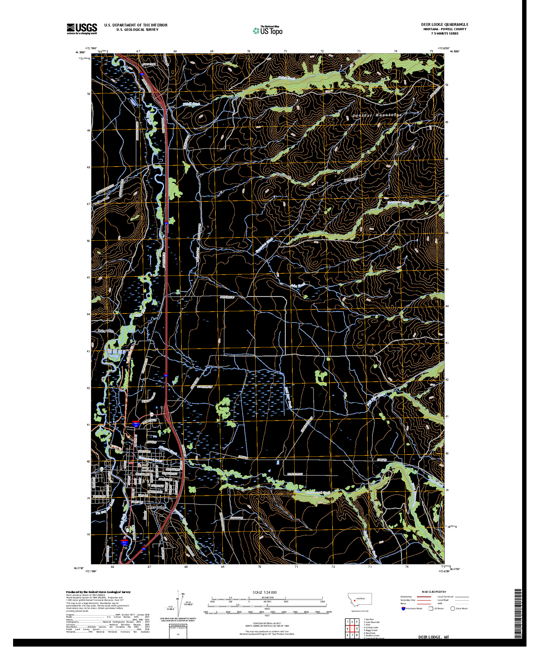 US TOPO 7.5-MINUTE MAP FOR DEER LODGE, MT