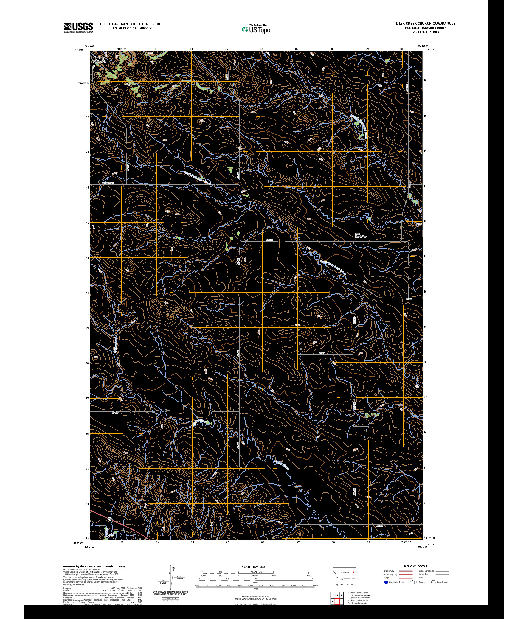 US TOPO 7.5-MINUTE MAP FOR DEER CREEK CHURCH, MT