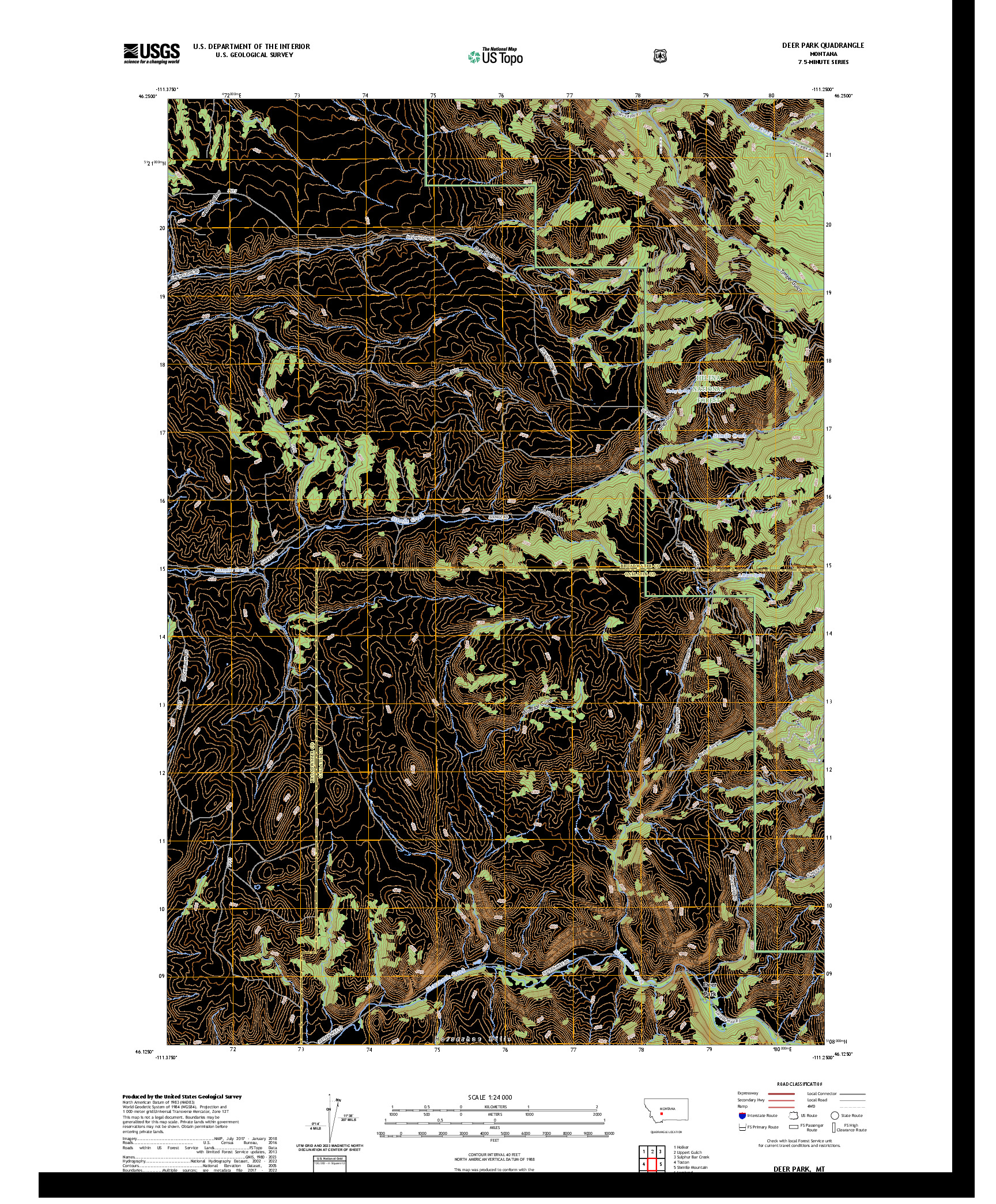 US TOPO 7.5-MINUTE MAP FOR DEER PARK, MT