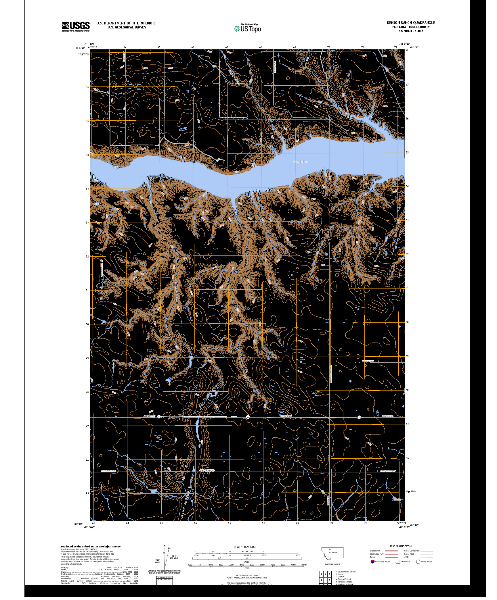 US TOPO 7.5-MINUTE MAP FOR DENSON RANCH, MT