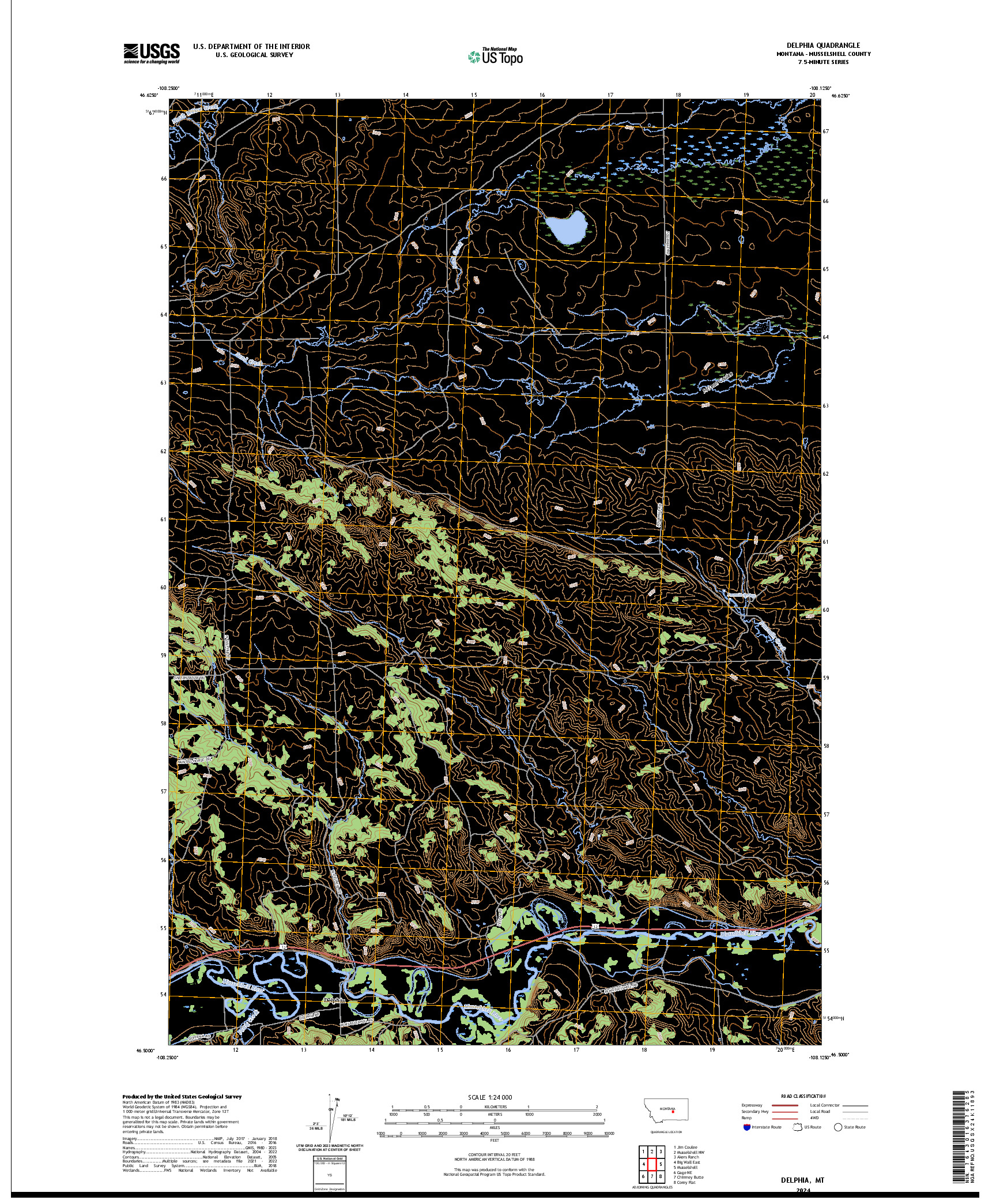 US TOPO 7.5-MINUTE MAP FOR DELPHIA, MT