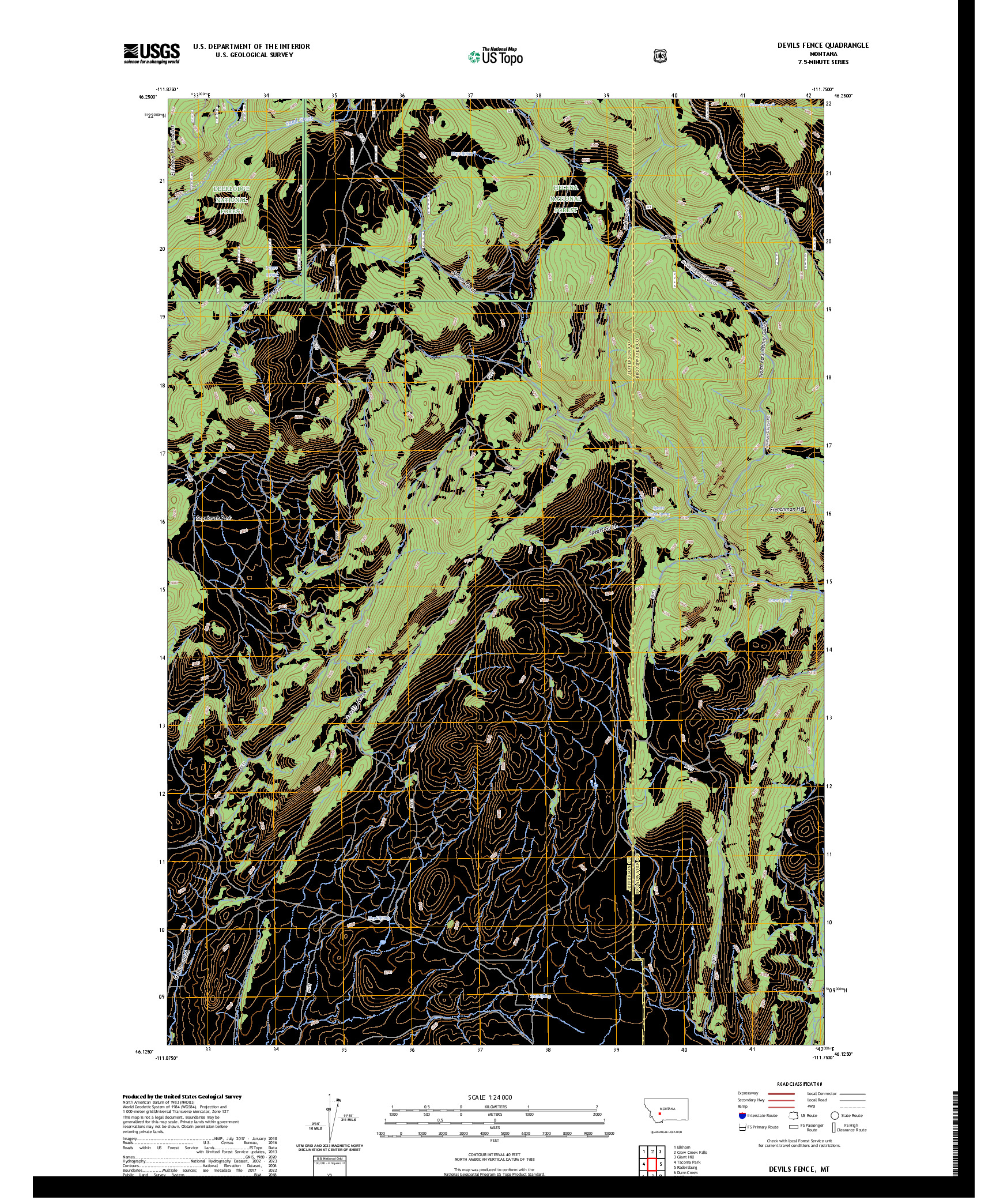 US TOPO 7.5-MINUTE MAP FOR DEVILS FENCE, MT