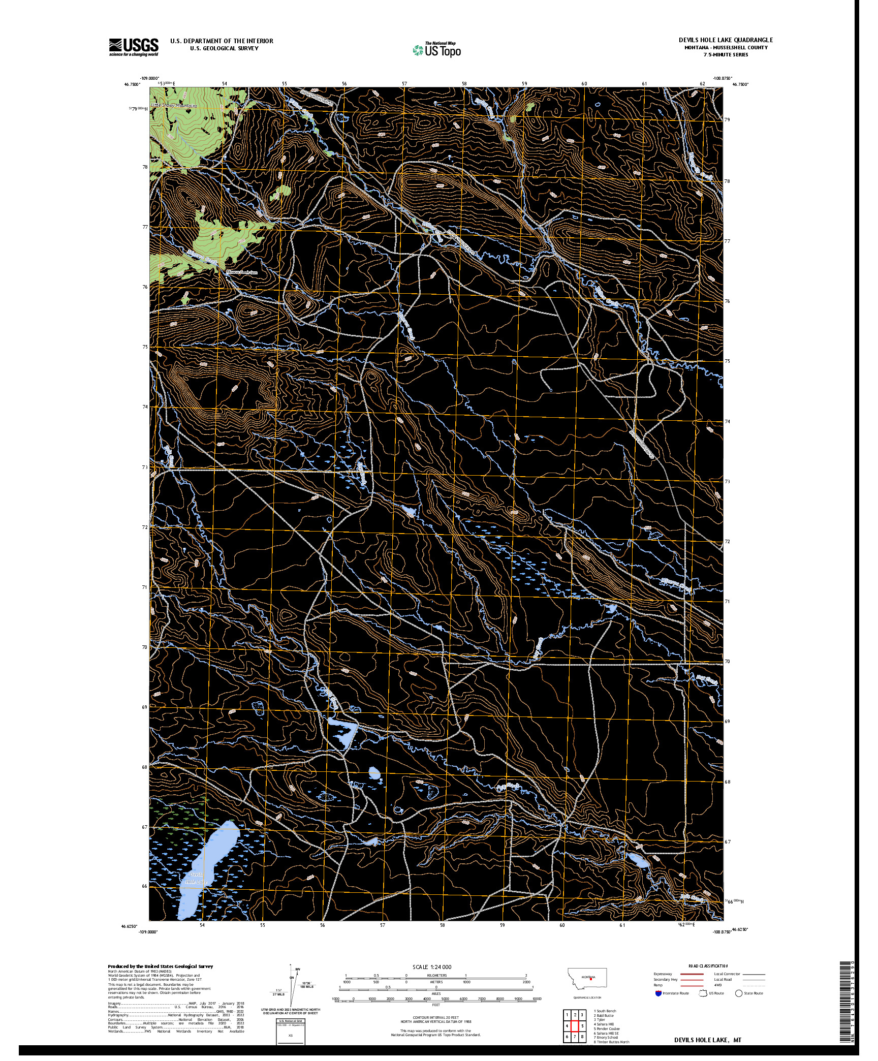 US TOPO 7.5-MINUTE MAP FOR DEVILS HOLE LAKE, MT