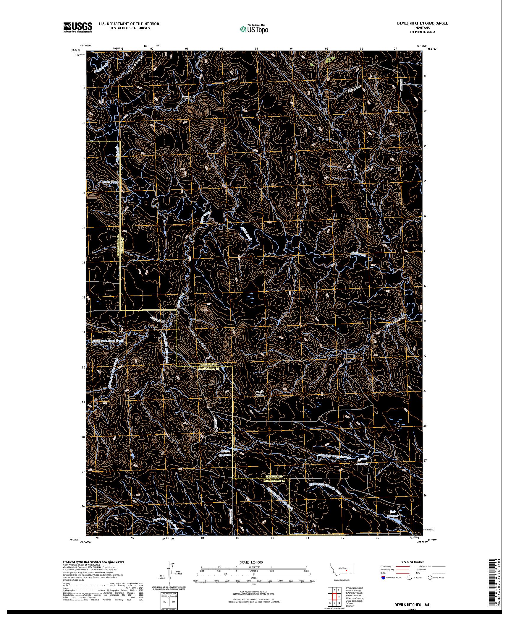 US TOPO 7.5-MINUTE MAP FOR DEVILS KITCHEN, MT