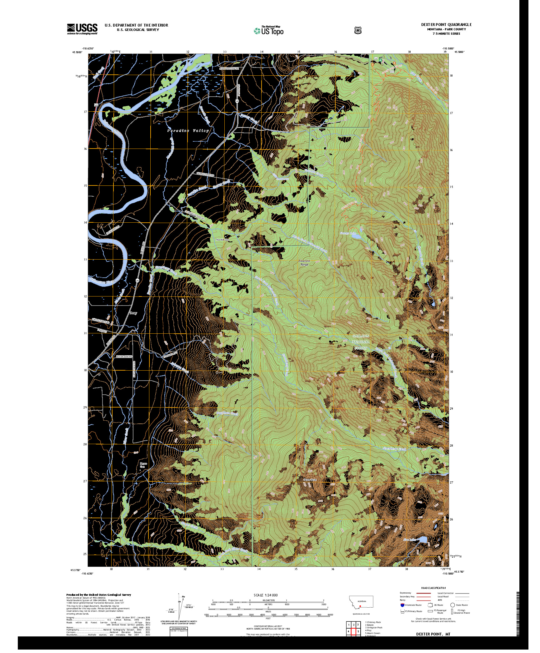 US TOPO 7.5-MINUTE MAP FOR DEXTER POINT, MT