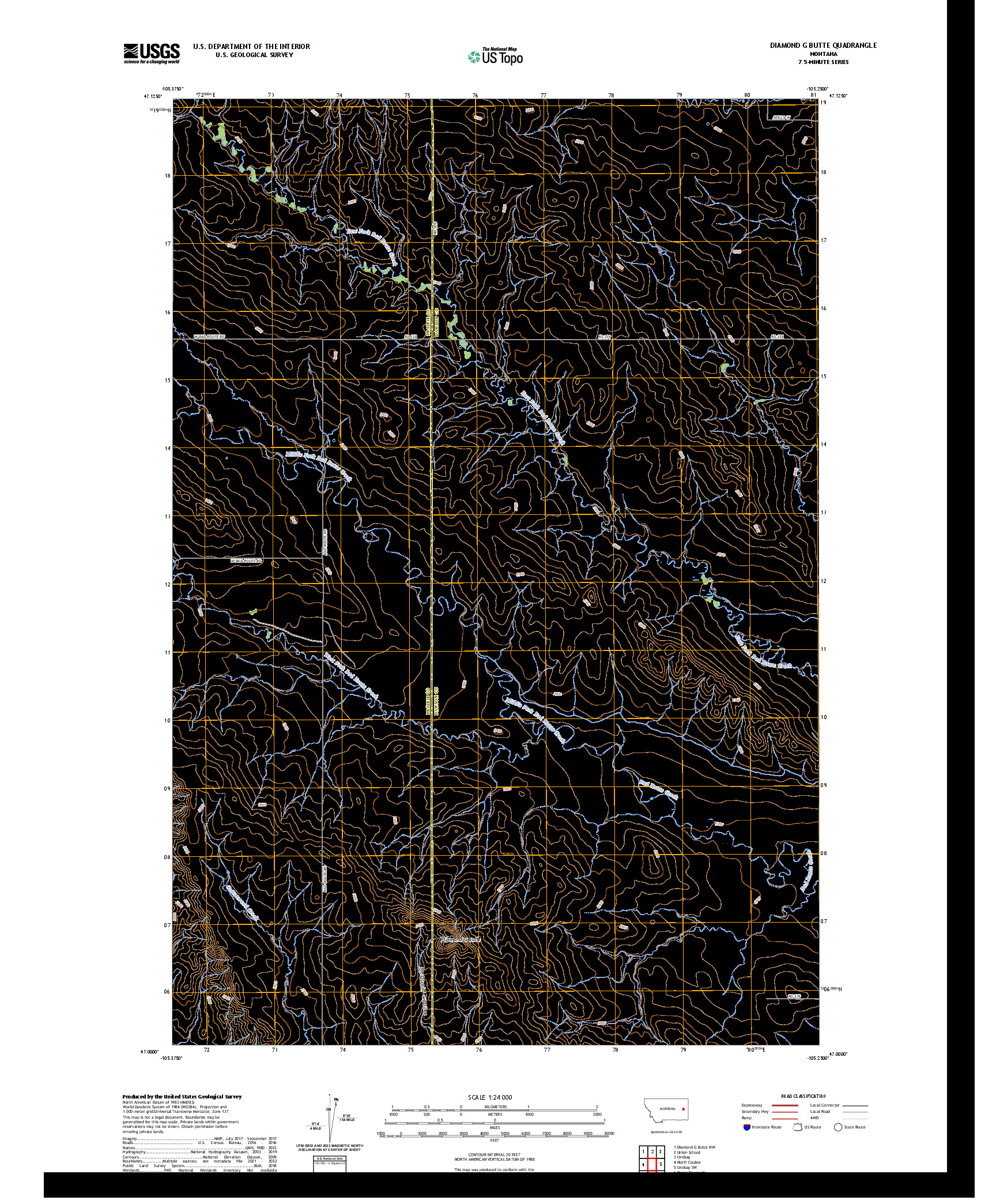 US TOPO 7.5-MINUTE MAP FOR DIAMOND G BUTTE, MT