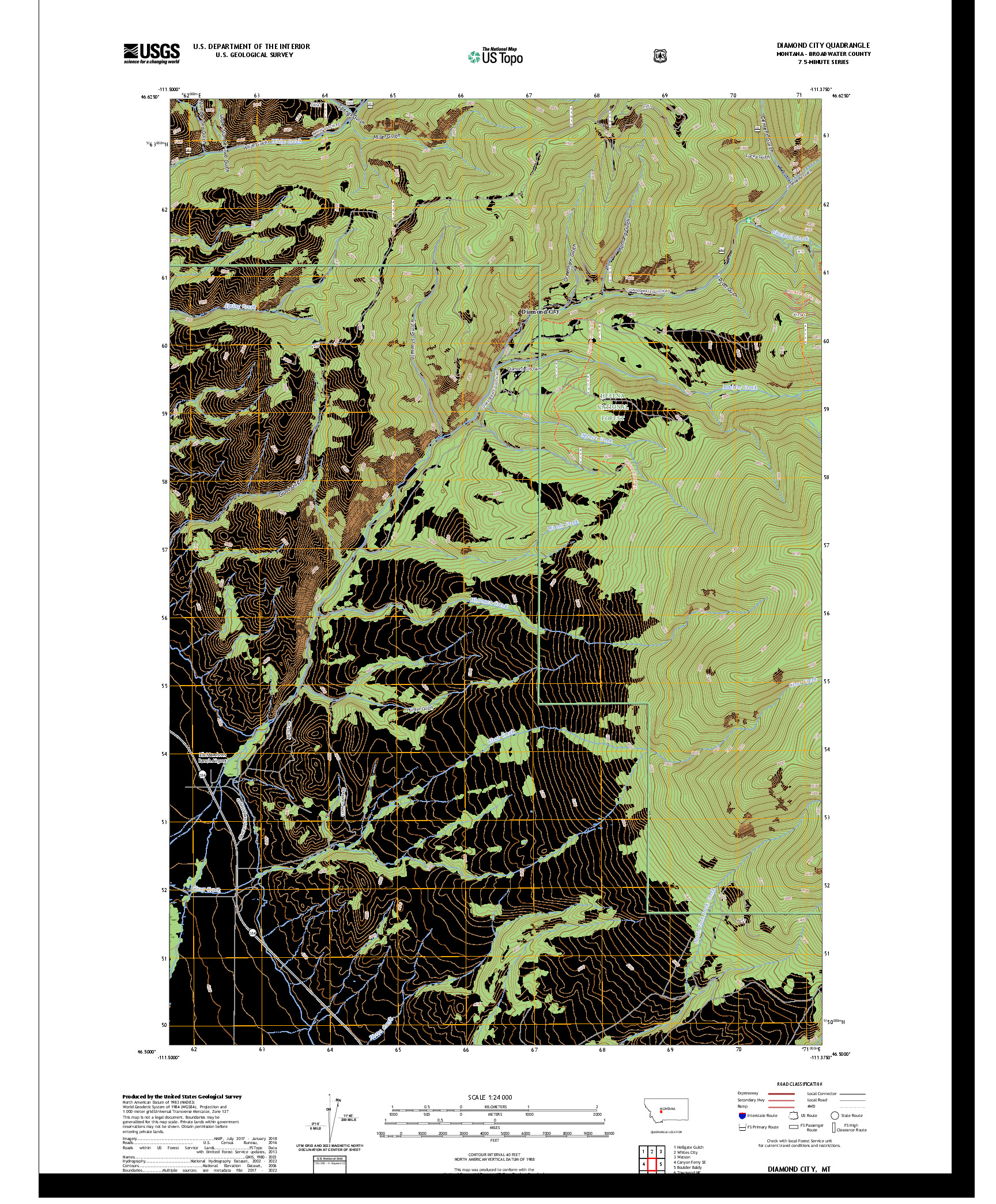 US TOPO 7.5-MINUTE MAP FOR DIAMOND CITY, MT