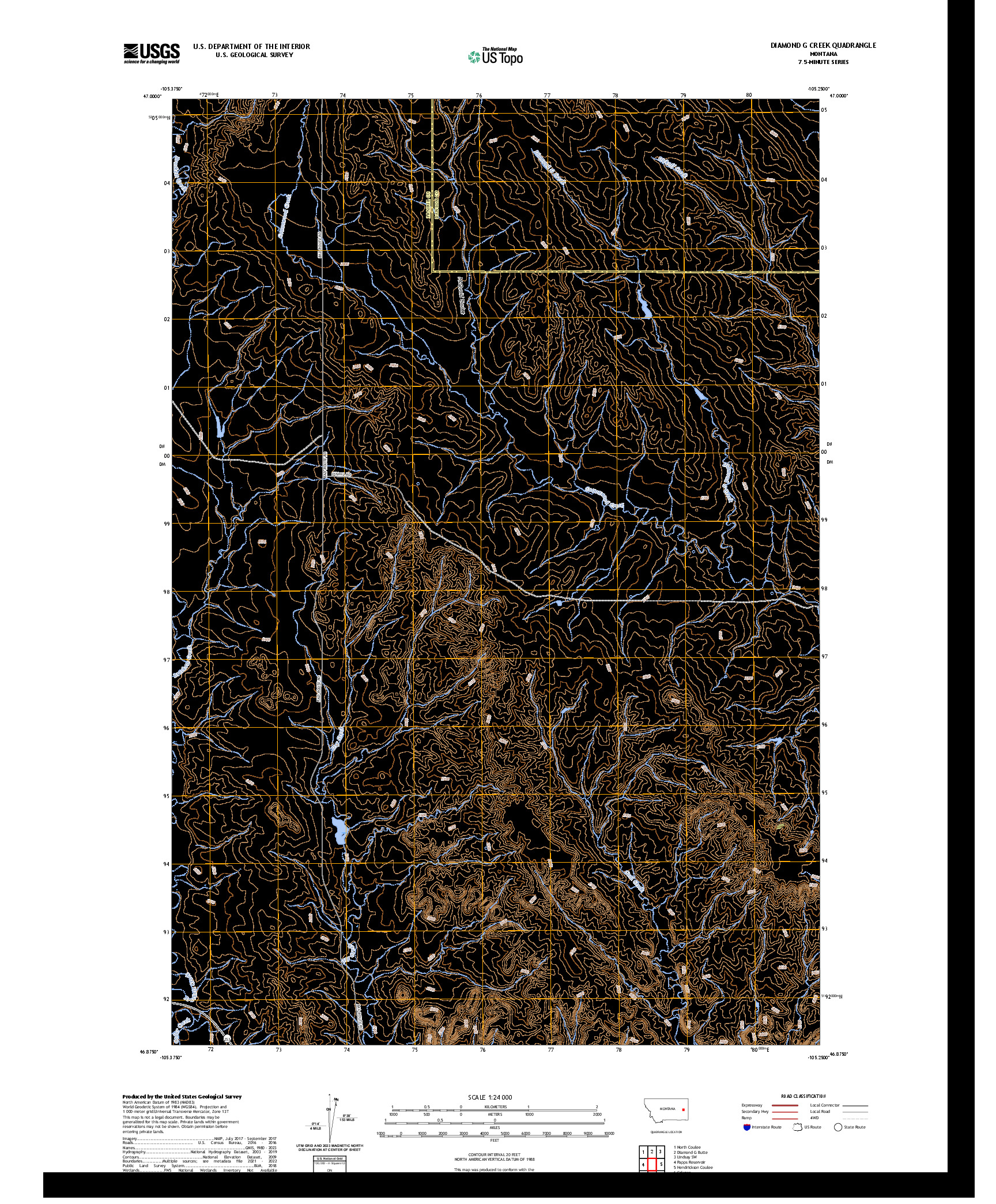 US TOPO 7.5-MINUTE MAP FOR DIAMOND G CREEK, MT