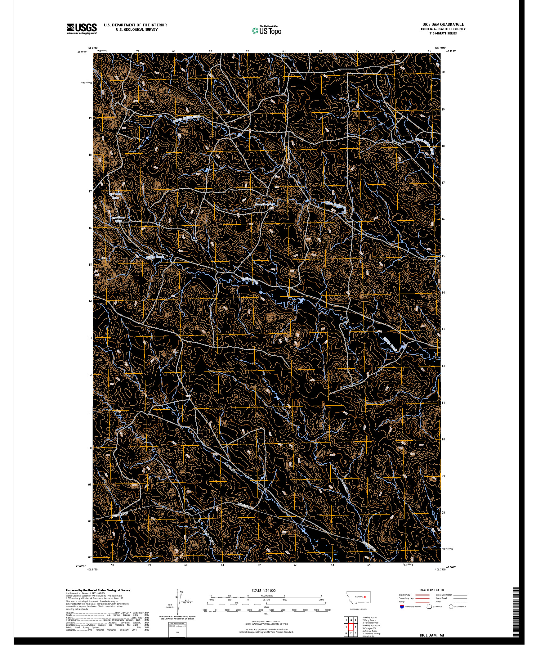 US TOPO 7.5-MINUTE MAP FOR DICE DAM, MT