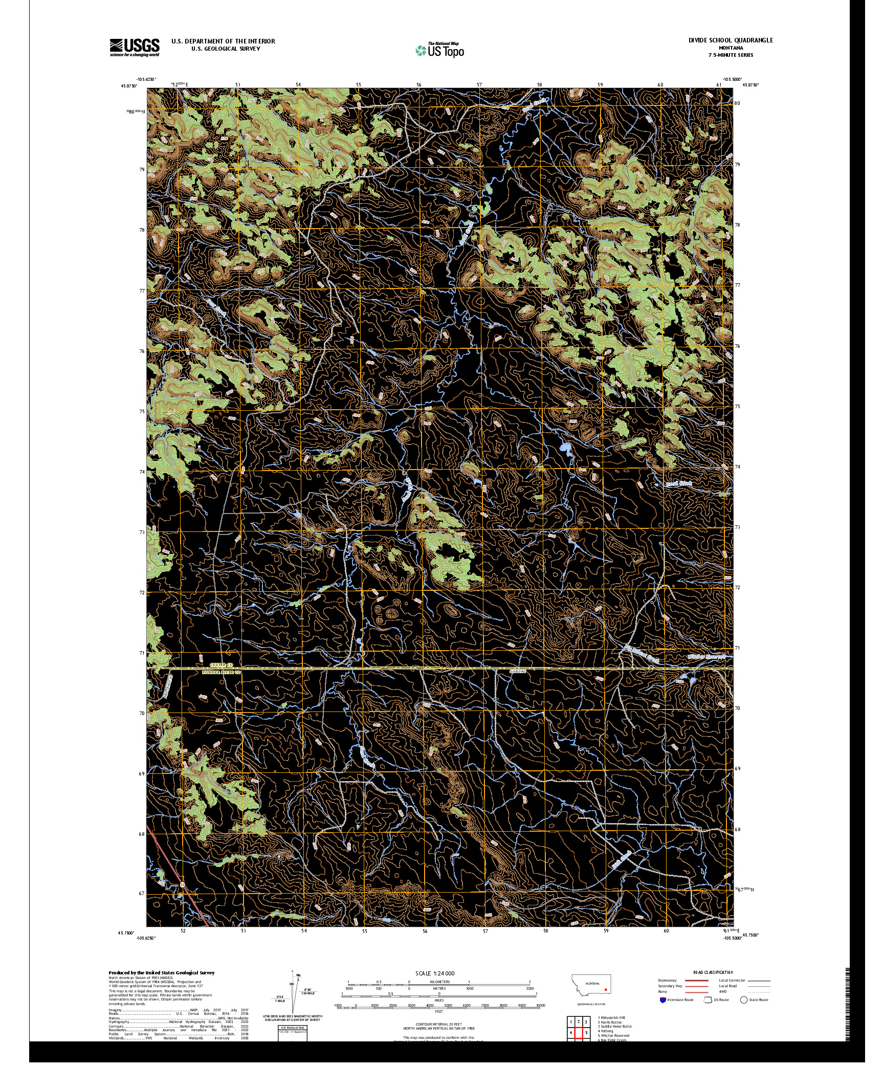 US TOPO 7.5-MINUTE MAP FOR DIVIDE SCHOOL, MT