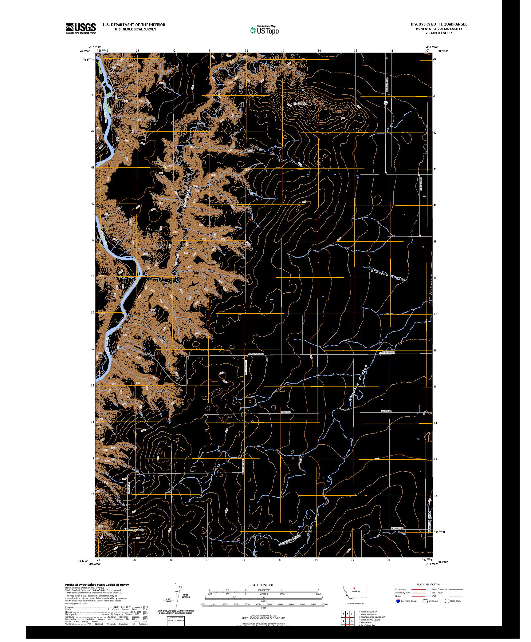 US TOPO 7.5-MINUTE MAP FOR DISCOVERY BUTTE, MT