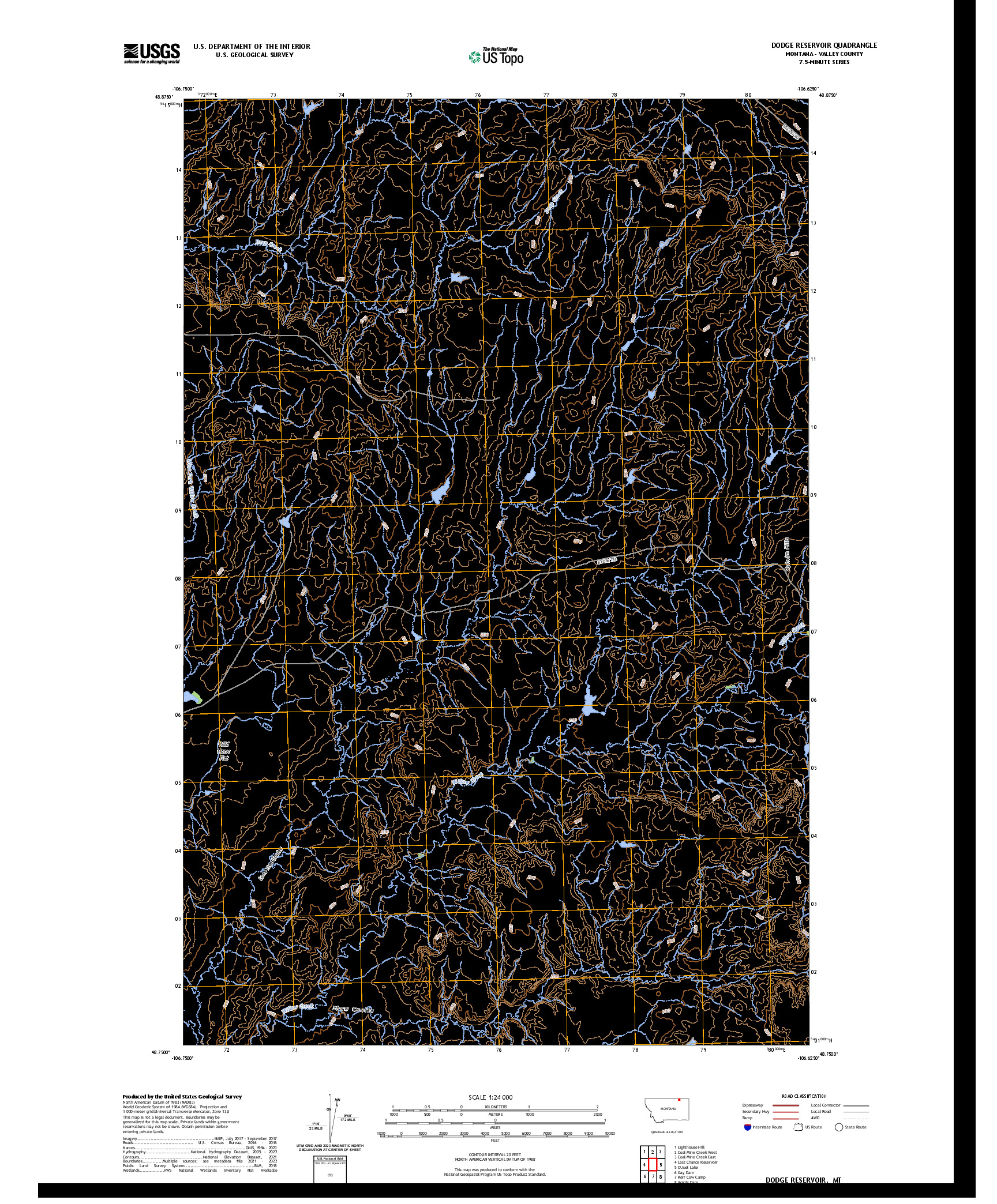US TOPO 7.5-MINUTE MAP FOR DODGE RESERVOIR, MT