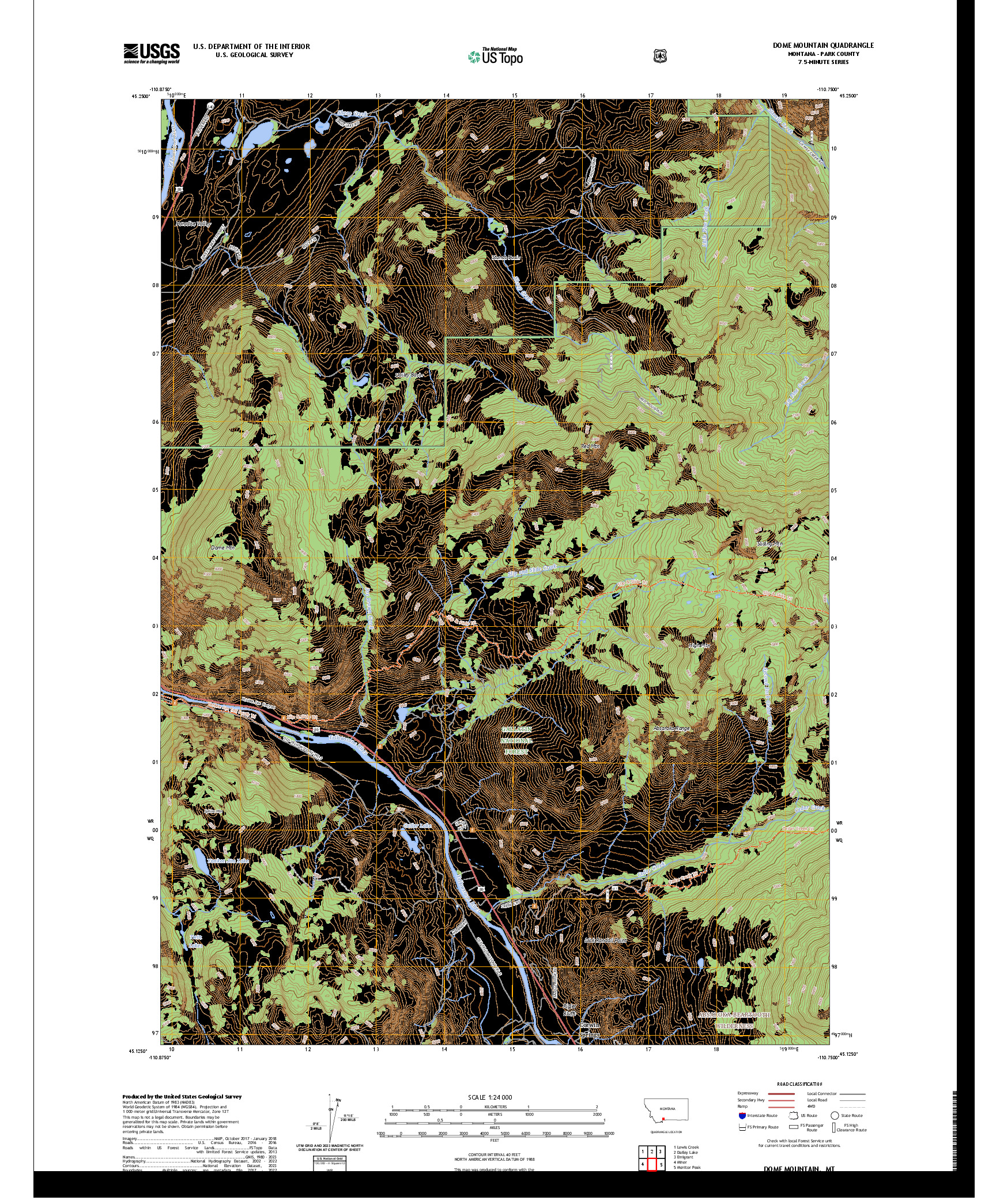 US TOPO 7.5-MINUTE MAP FOR DOME MOUNTAIN, MT