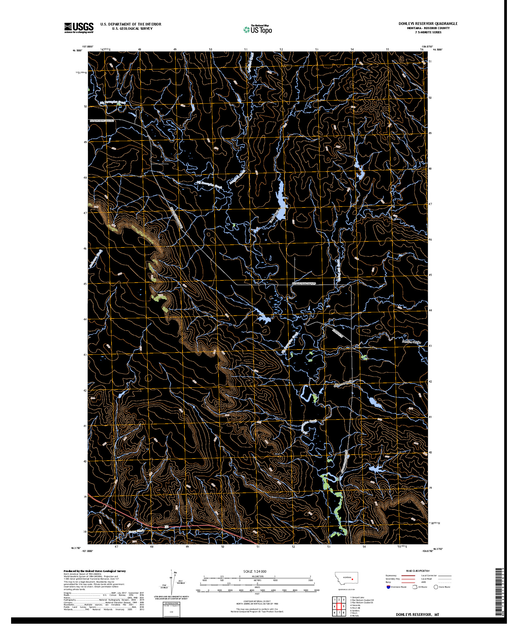 US TOPO 7.5-MINUTE MAP FOR DONLEYS RESERVOIR, MT