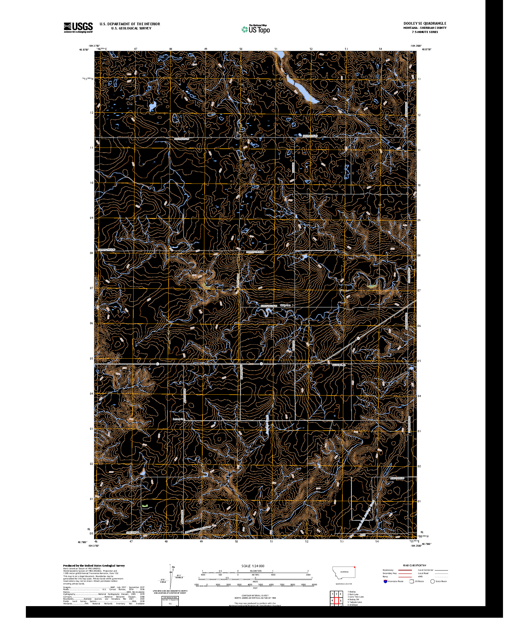 US TOPO 7.5-MINUTE MAP FOR DOOLEY SE, MT