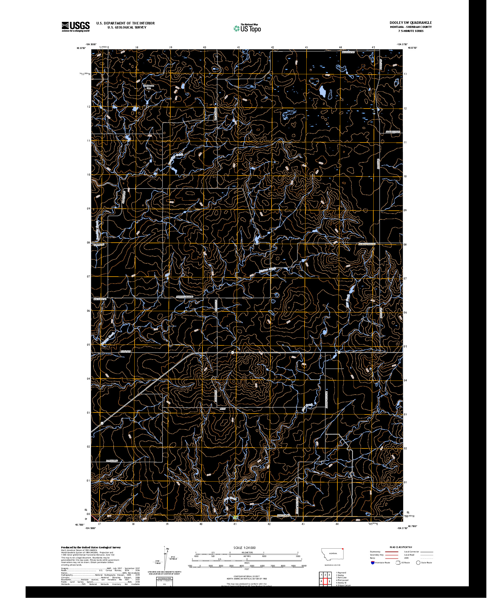 US TOPO 7.5-MINUTE MAP FOR DOOLEY SW, MT