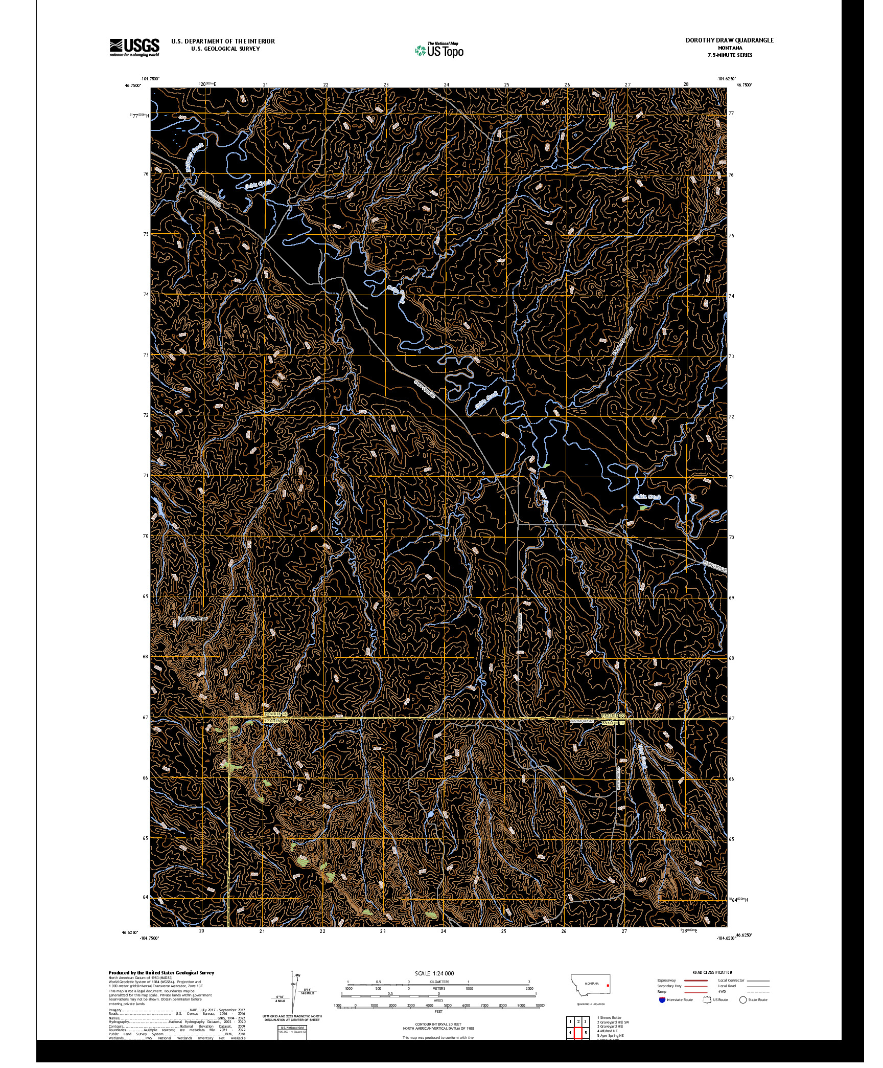 US TOPO 7.5-MINUTE MAP FOR DOROTHY DRAW, MT