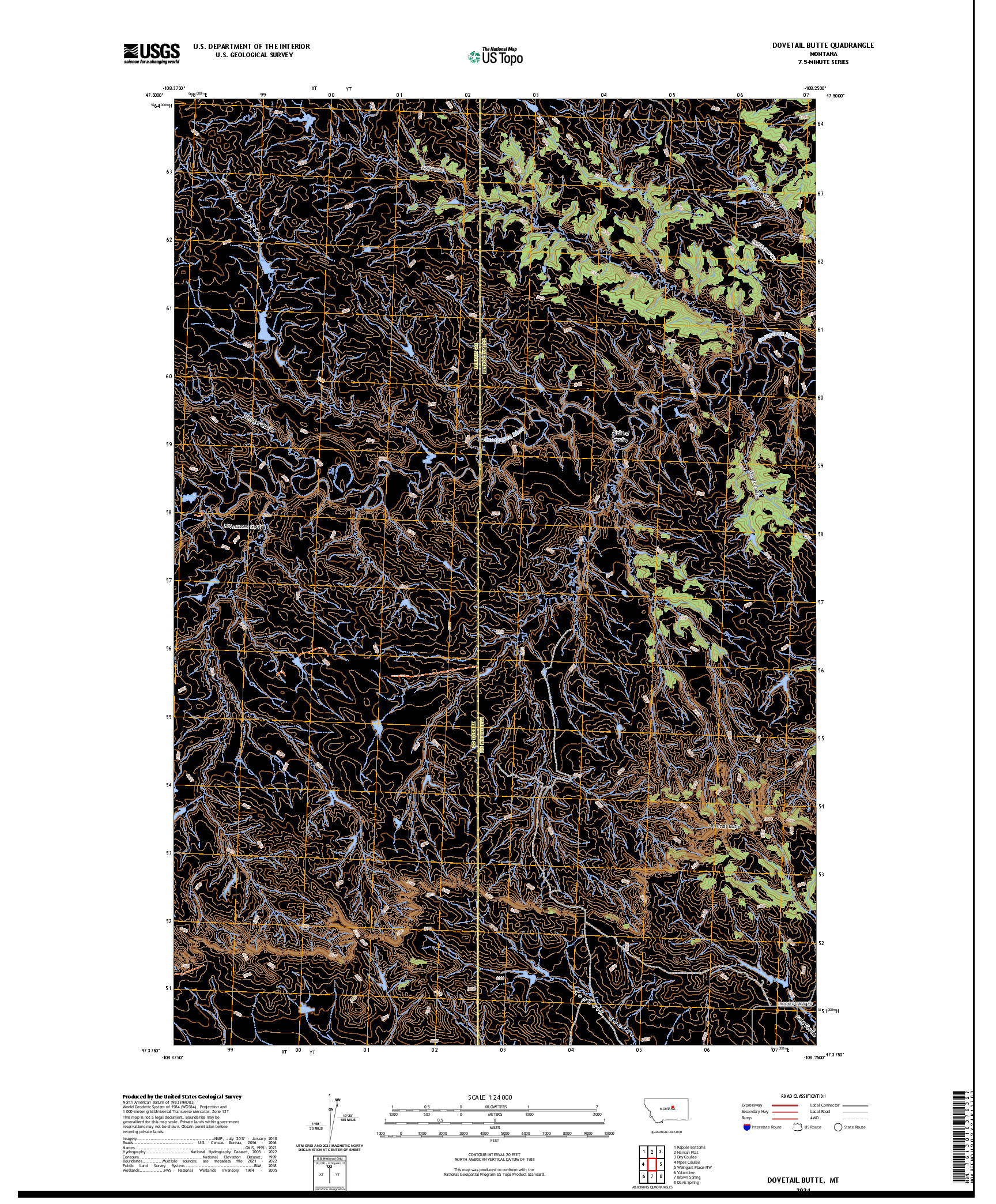 US TOPO 7.5-MINUTE MAP FOR DOVETAIL BUTTE, MT