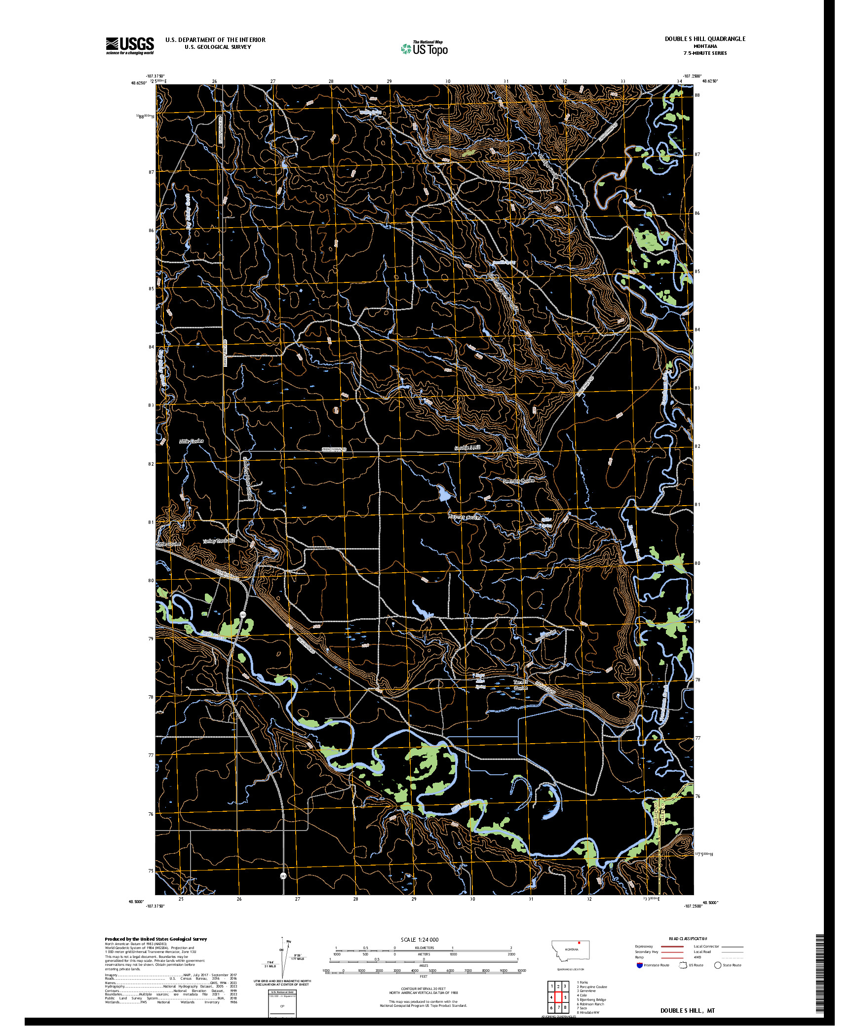 US TOPO 7.5-MINUTE MAP FOR DOUBLE S HILL, MT