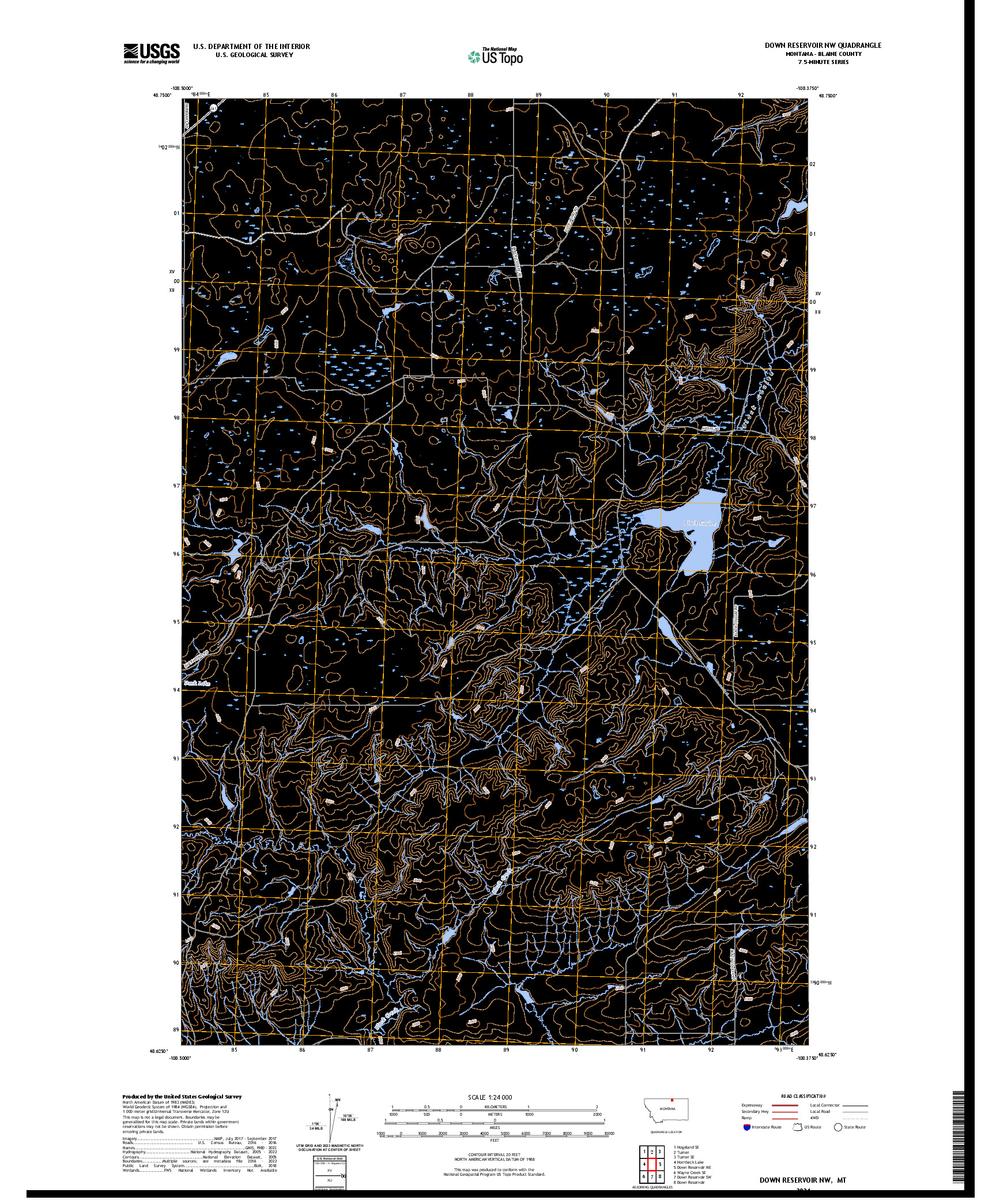 US TOPO 7.5-MINUTE MAP FOR DOWN RESERVOIR NW, MT