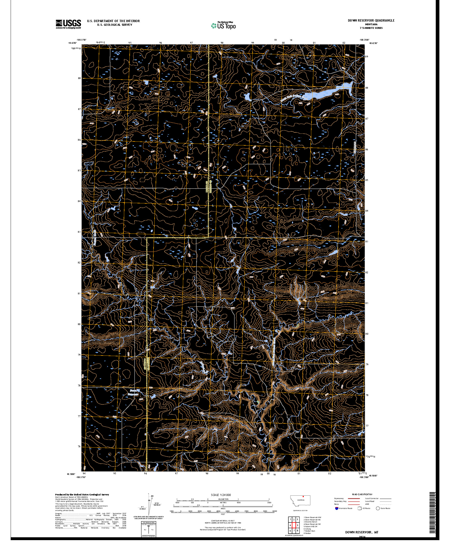 US TOPO 7.5-MINUTE MAP FOR DOWN RESERVOIR, MT
