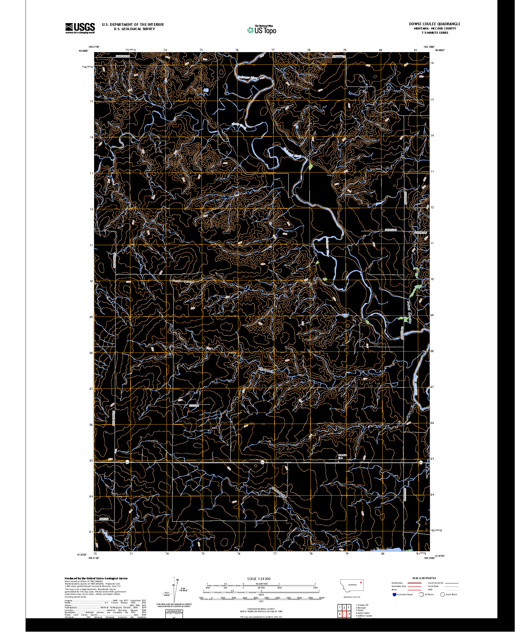 US TOPO 7.5-MINUTE MAP FOR DOWSE COULEE, MT