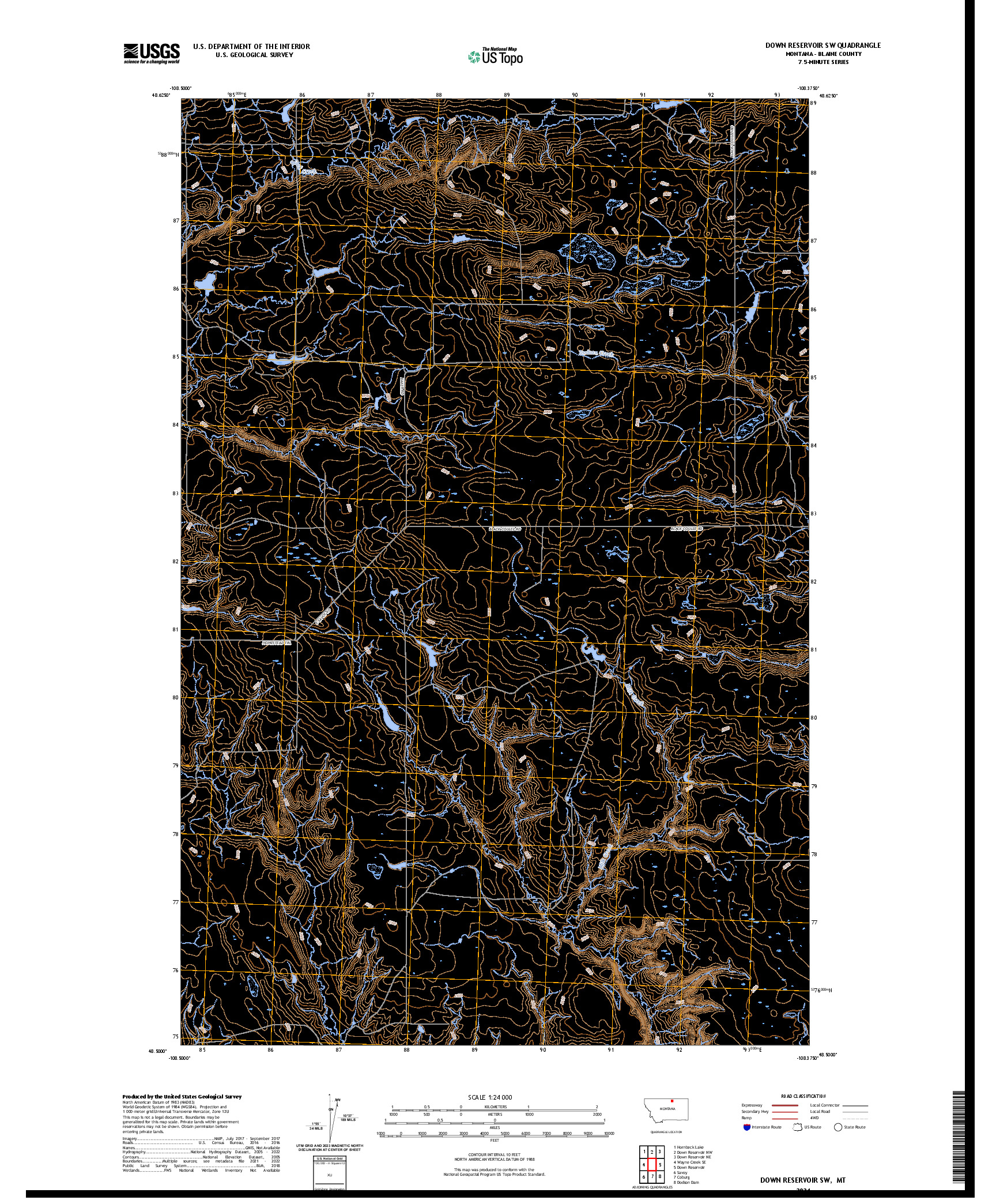 US TOPO 7.5-MINUTE MAP FOR DOWN RESERVOIR SW, MT