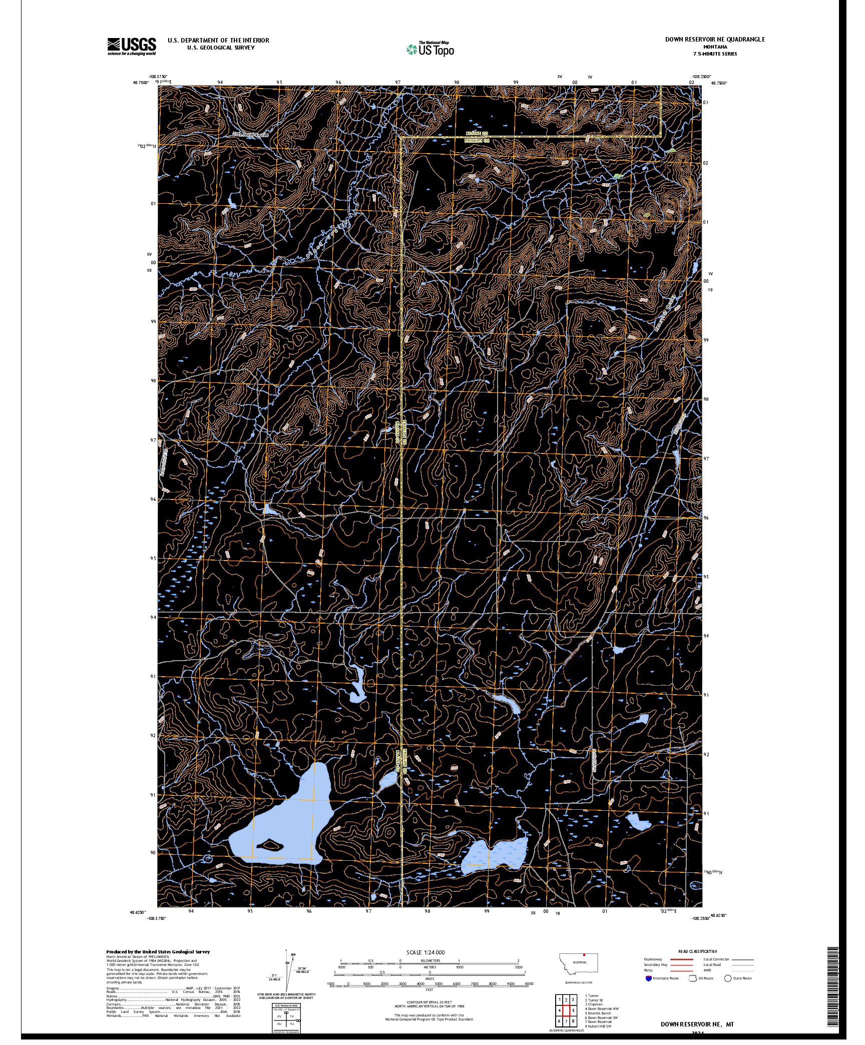 US TOPO 7.5-MINUTE MAP FOR DOWN RESERVOIR NE, MT