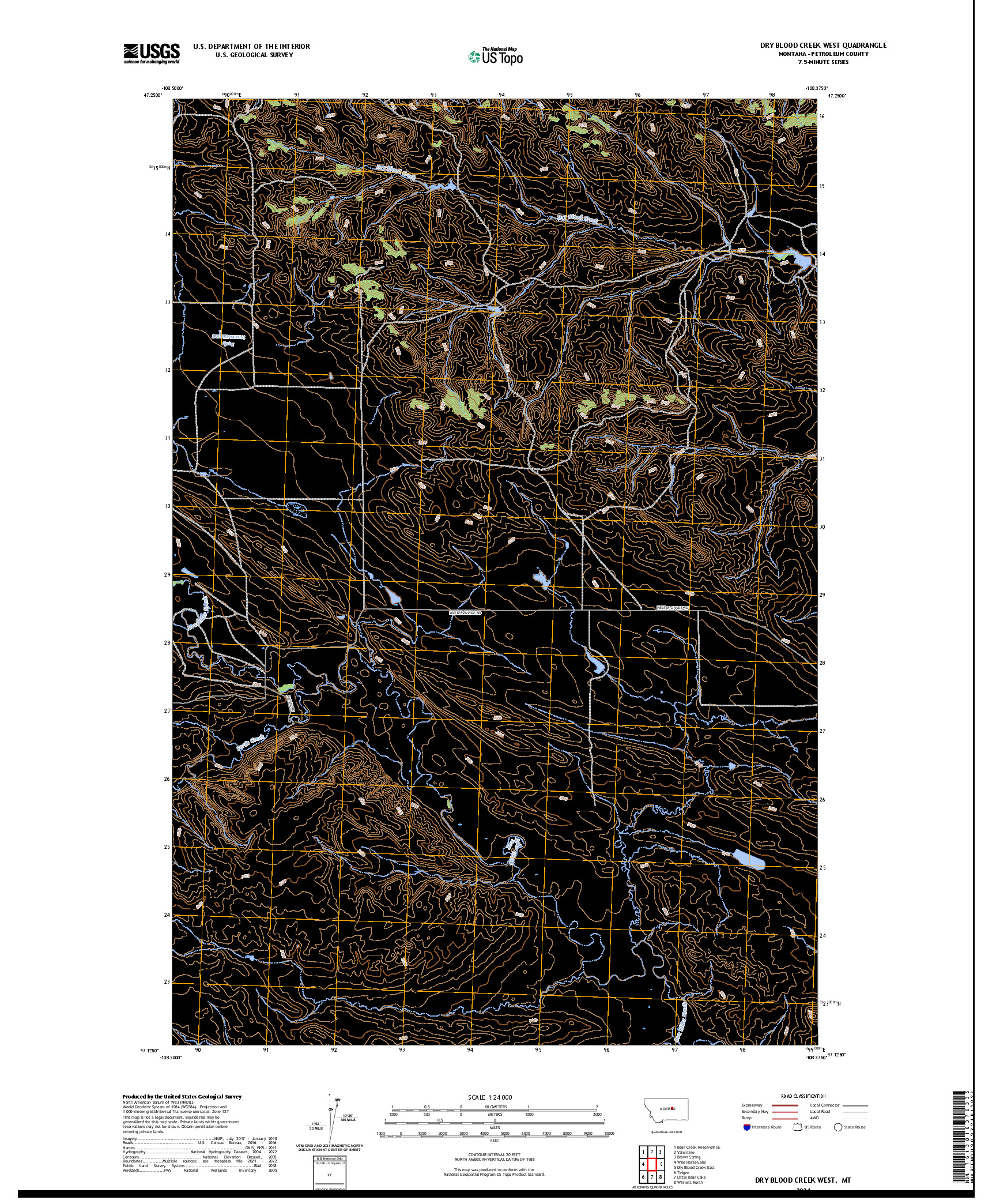 US TOPO 7.5-MINUTE MAP FOR DRY BLOOD CREEK WEST, MT