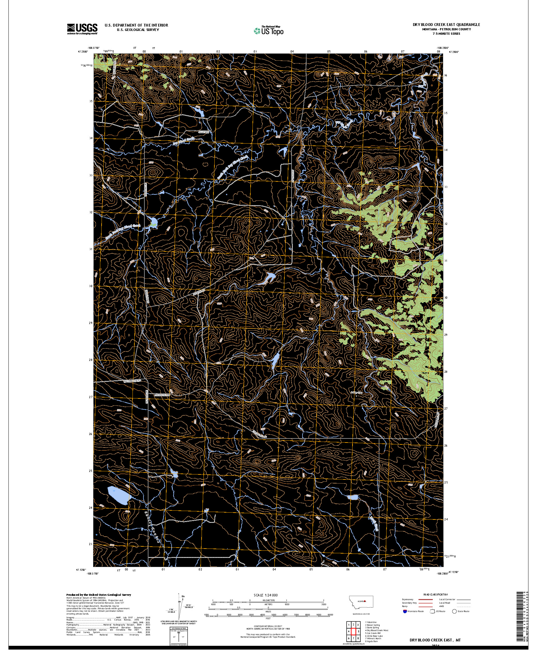 US TOPO 7.5-MINUTE MAP FOR DRY BLOOD CREEK EAST, MT